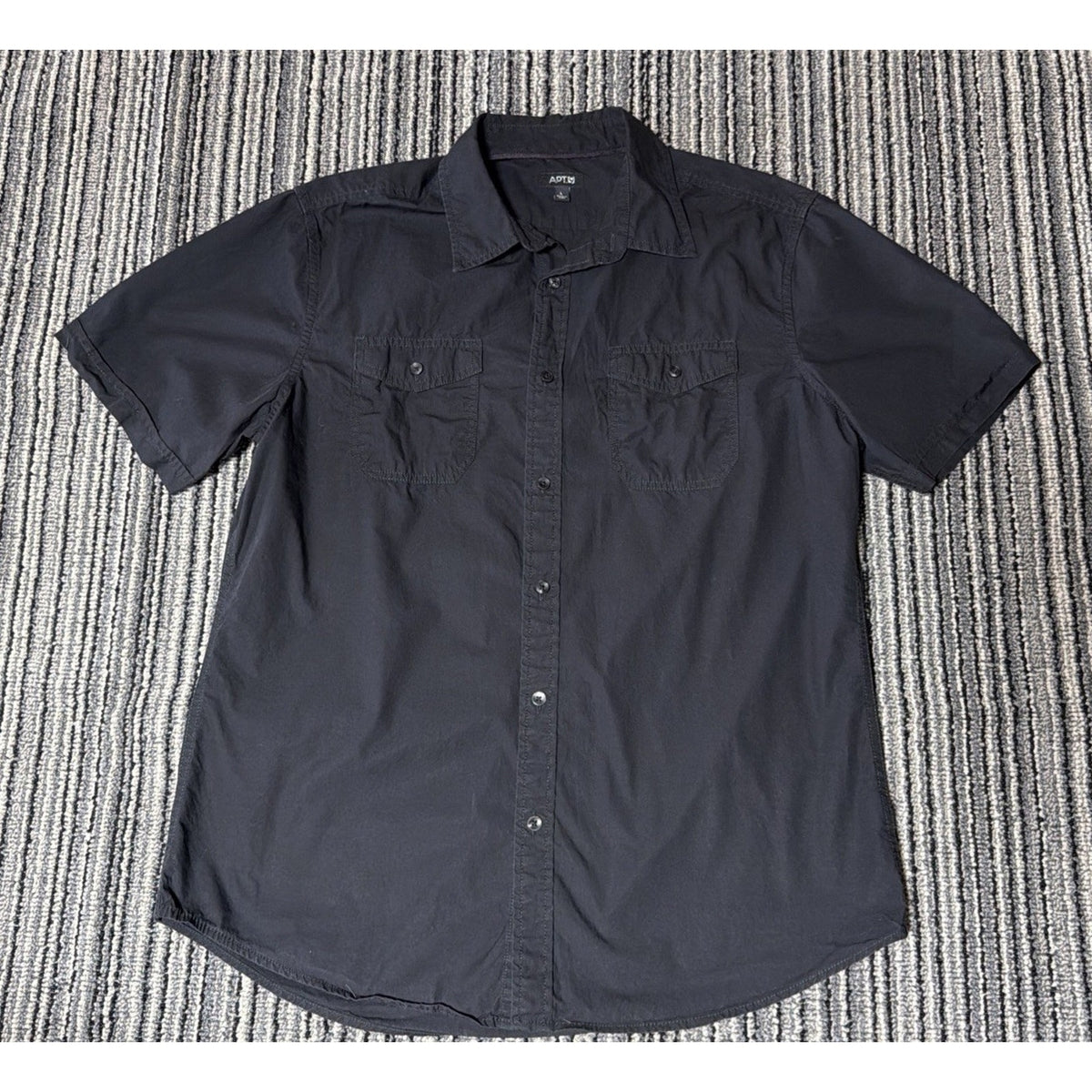 Mens Apt 9 XL Utility Button Up Short Sleeve Shirt Black