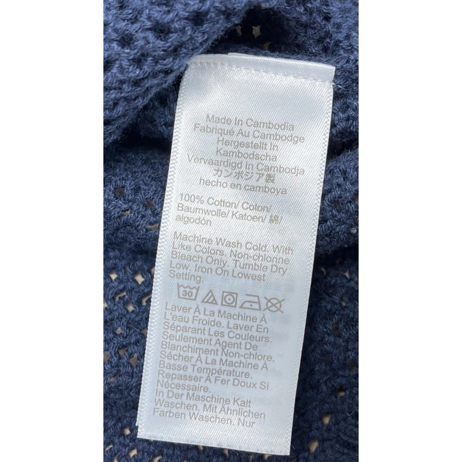 J. Crew Womens Pullover Sweater Open Knitted Crew Neck Navy Blue Size M