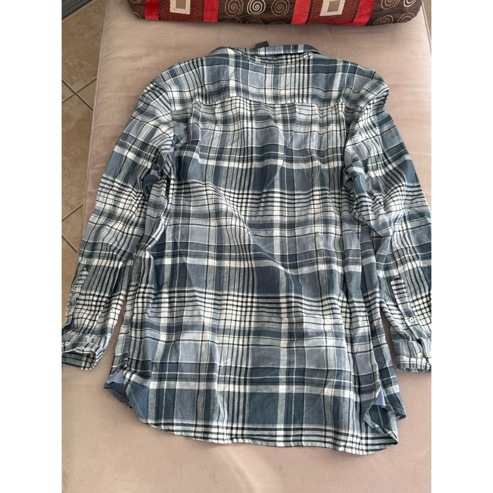 Tommy Hilfiger Linen Blend Shirt Mens XXL Blue Plaid Preppy Regular Fit New