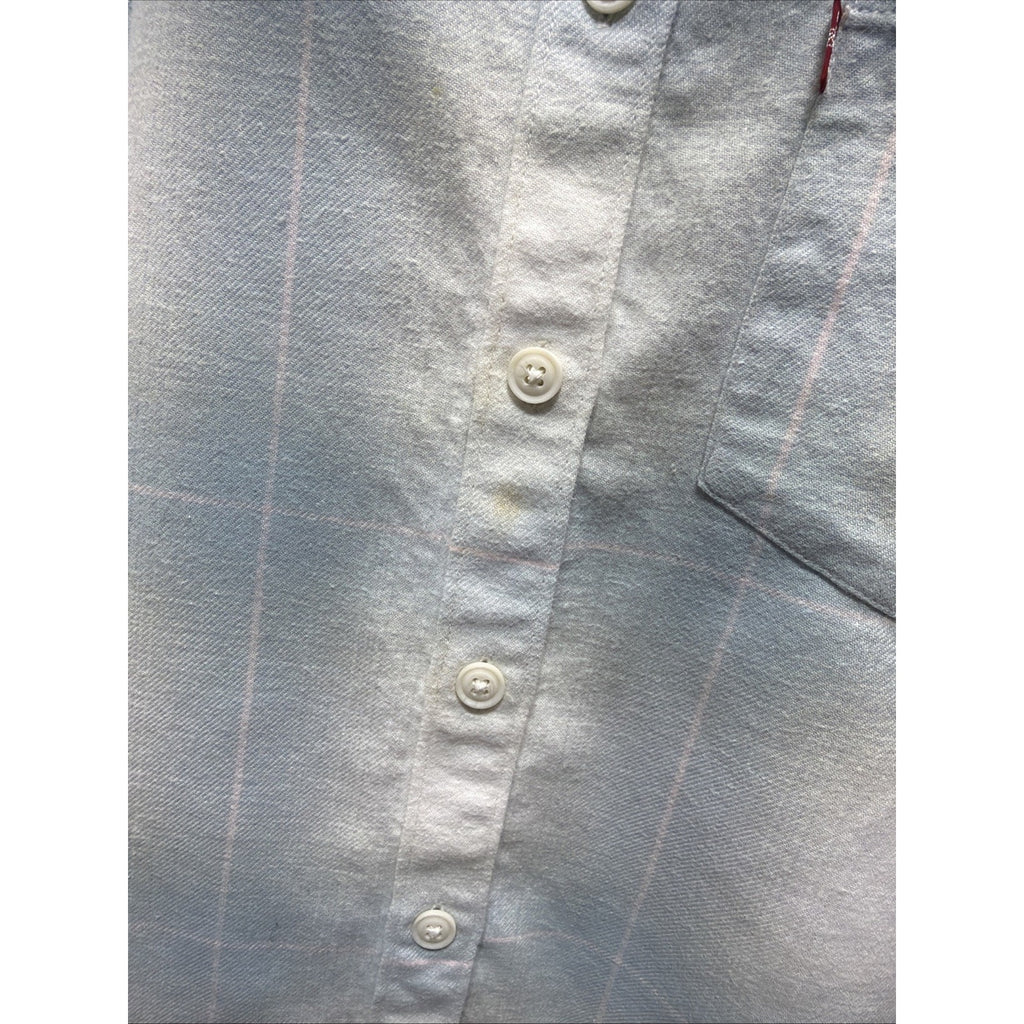 Levi's WoMen's Blue White Plaid Flannel Button-Up Shirt Long Sleeve M