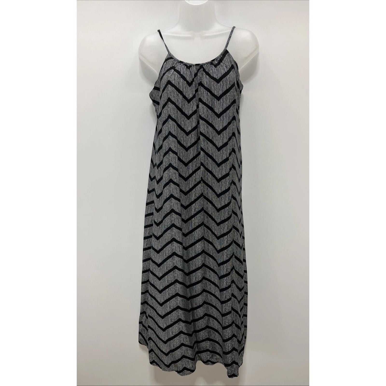 Merona Maxi Dress Size XS Black Gray Spaghetti Strap