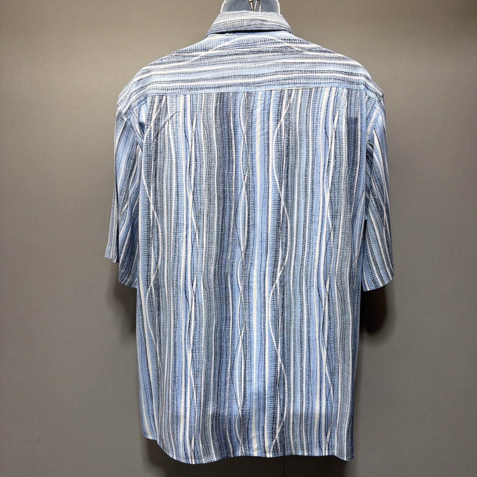 Massoti Italy Men’s XL NWT Blue Striped Viscose Button Front Resort Shirt Casual