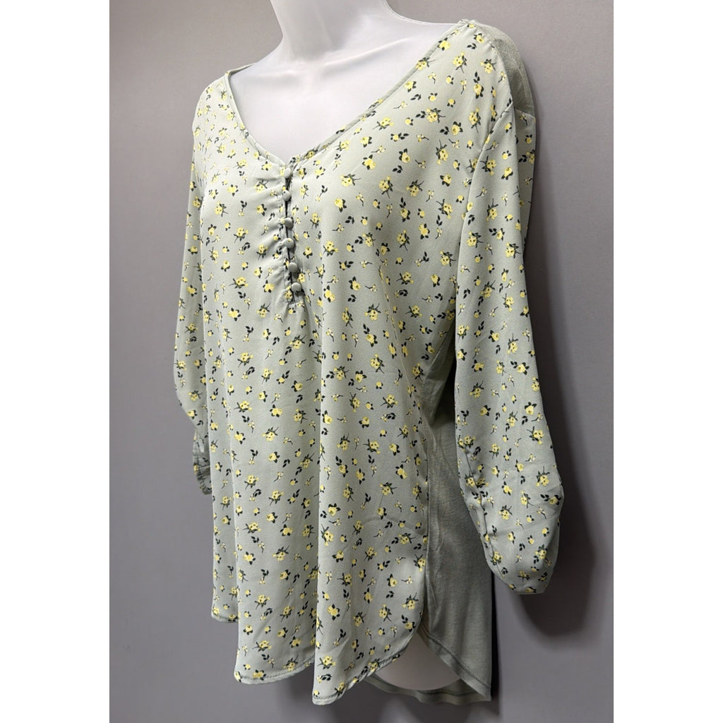 Rue21 Blouse Women’s S Floral Long Sleeve V Neck Popover Top Spring Summer NWT