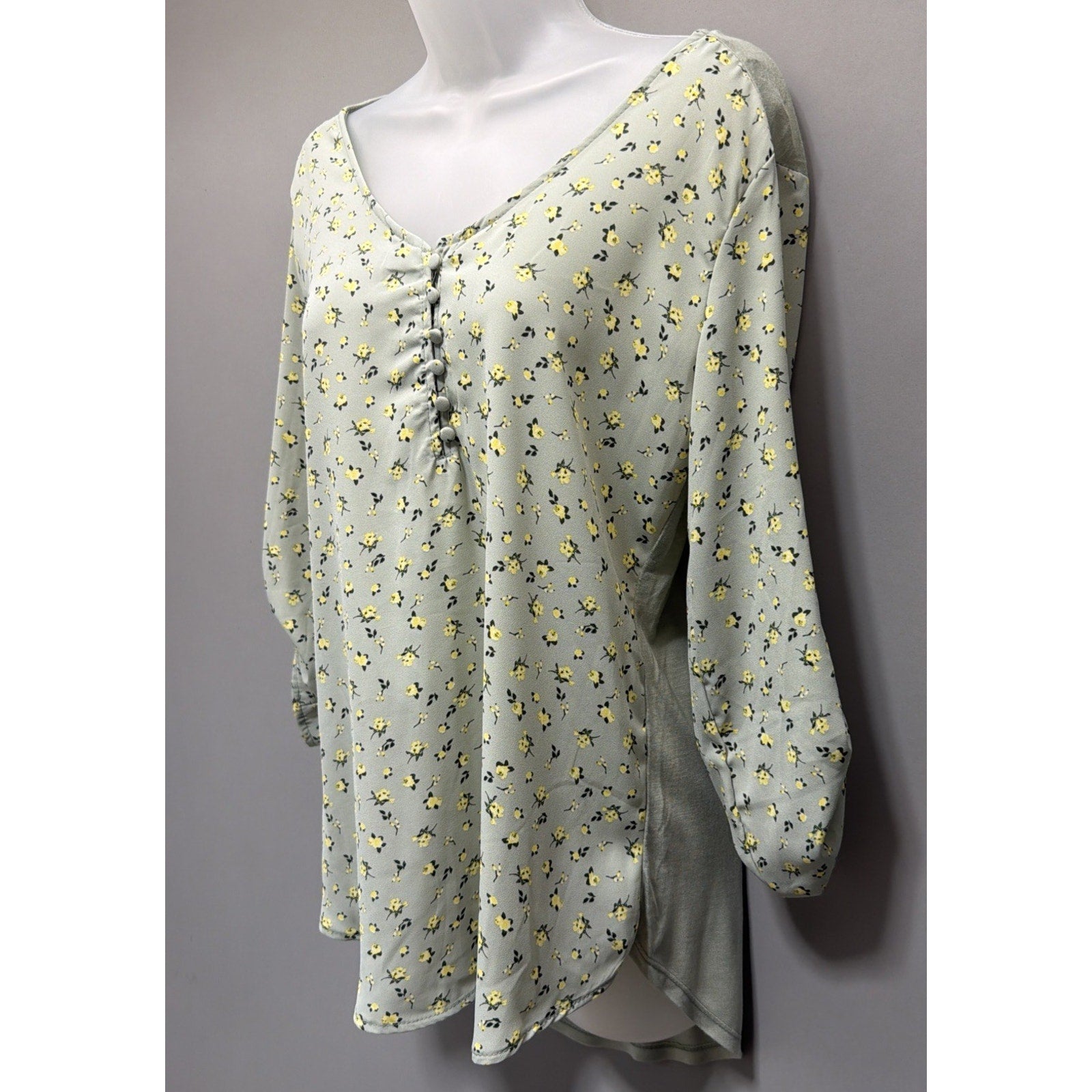 Rue21 Blouse Women’s S Floral Long Sleeve V Neck Popover Top Spring Summer NWT