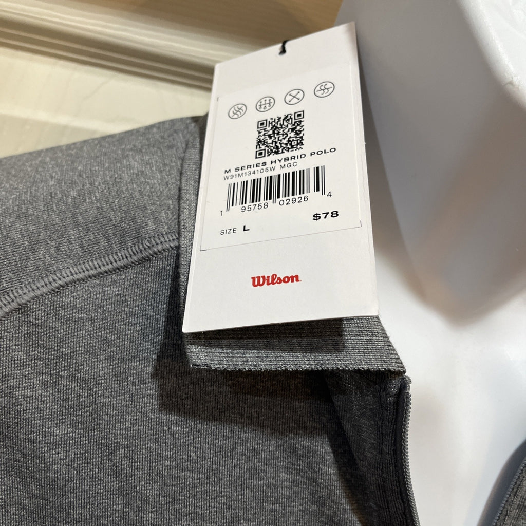 NWT Wilson Henley 1/4 Zip M Series Hybrid Activewear Gray Polo - Large Msrp 78$