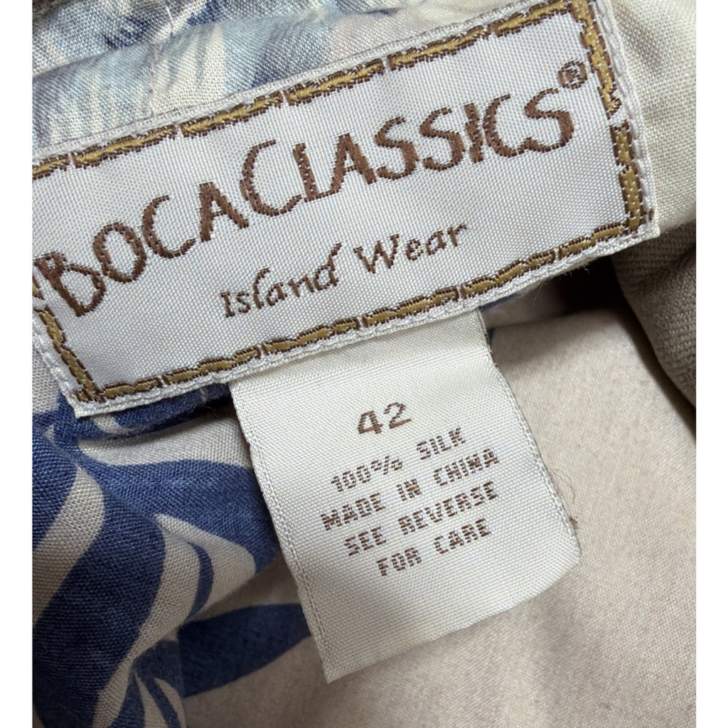 Boca Classics Island Wear Tan Pleated Shorts Size 42 100% Silk
