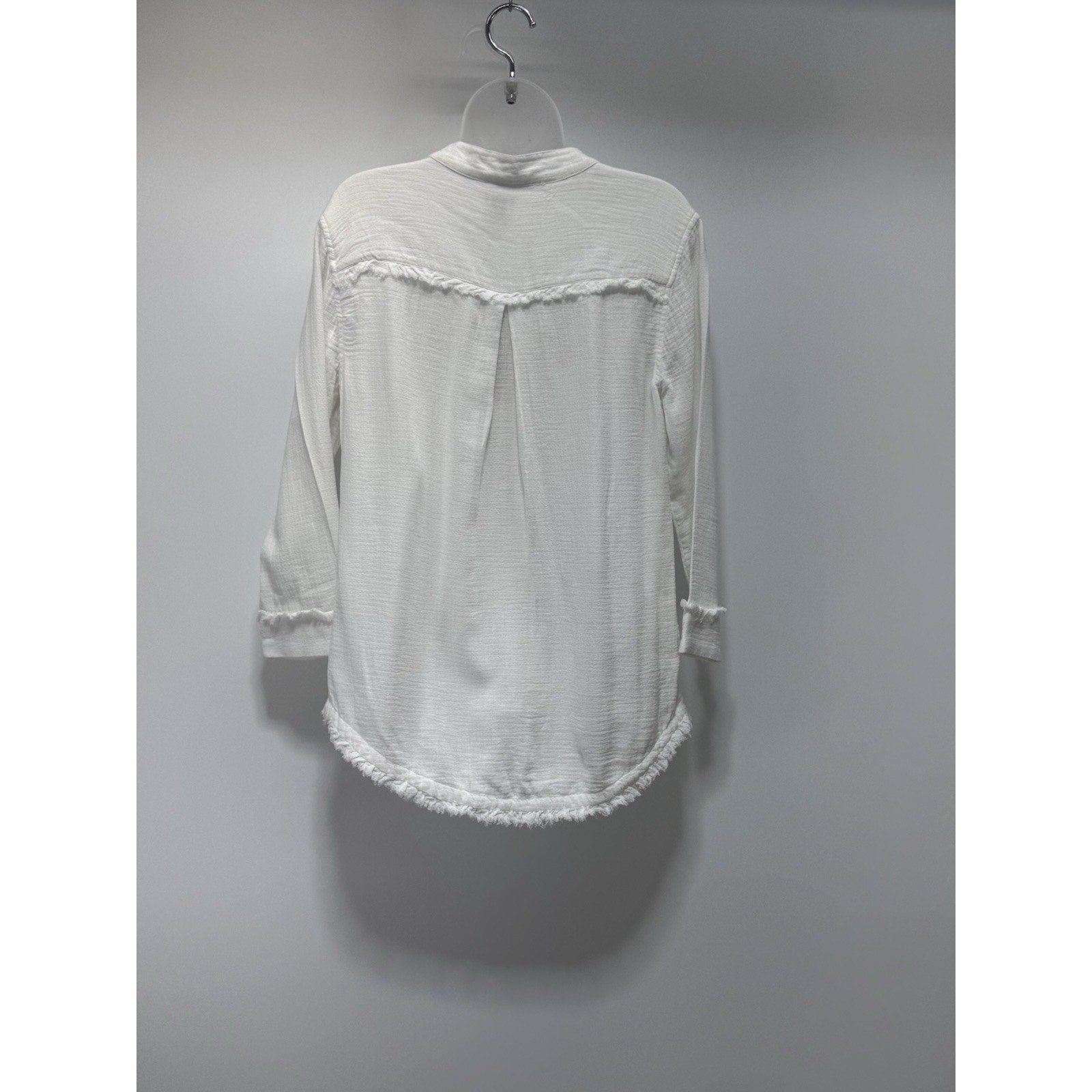 NIC+ZOE Paper White Button Front Ruffled Collared Long Sleeve Women’s S NWT