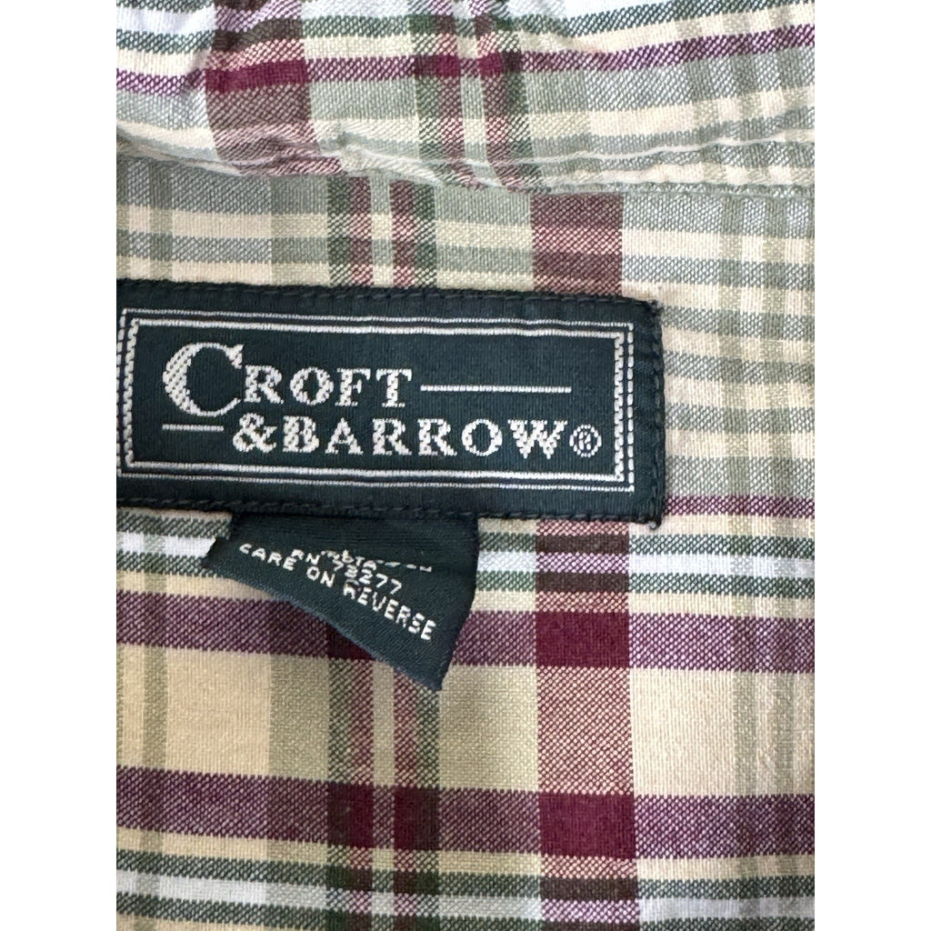 Men's CROFT & BARROW Multi Color Plaid Button Down Shirt Size L Short Sleeves