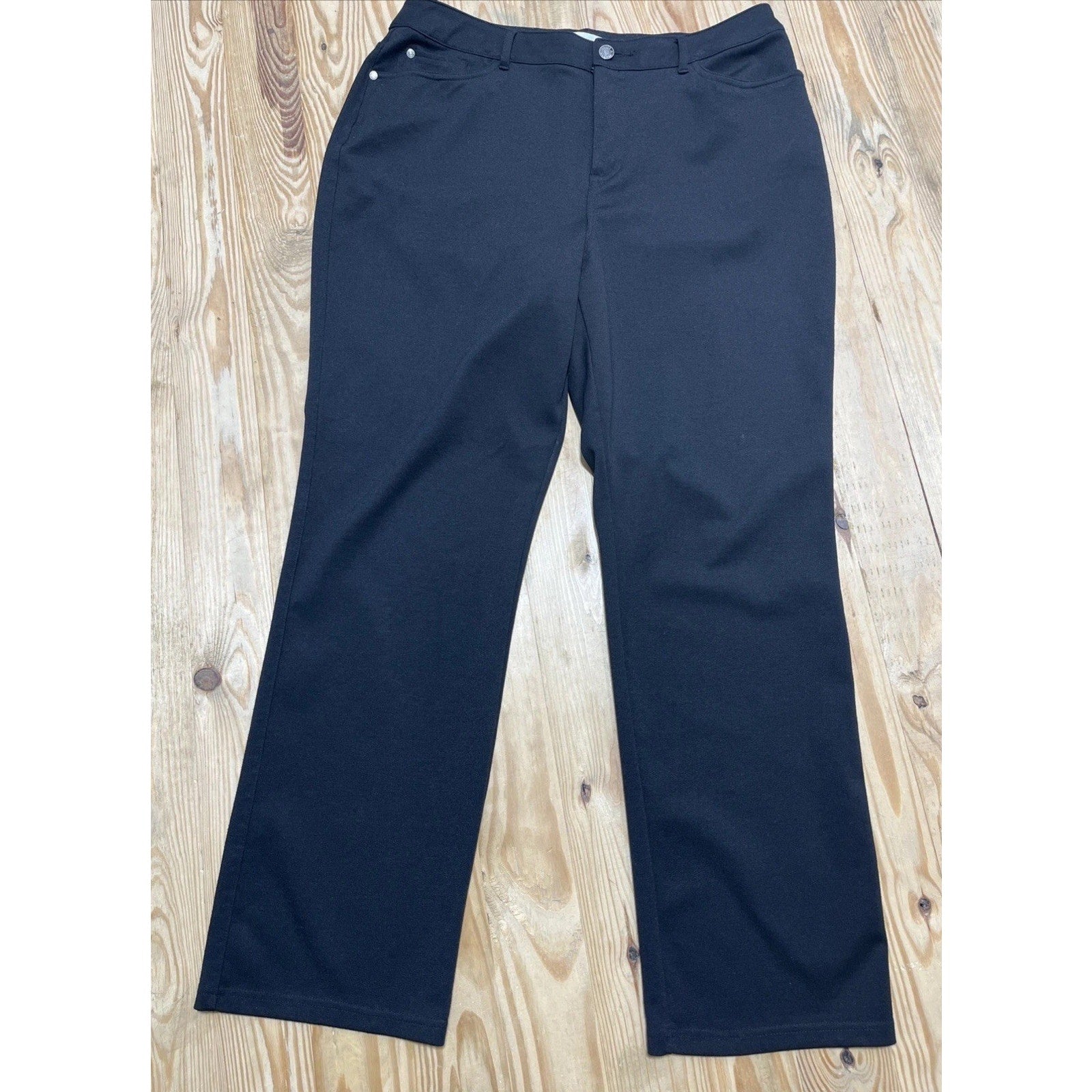 Croft & Barrow Straight Leg Stretch Pants, Women's (Black) 14 Average