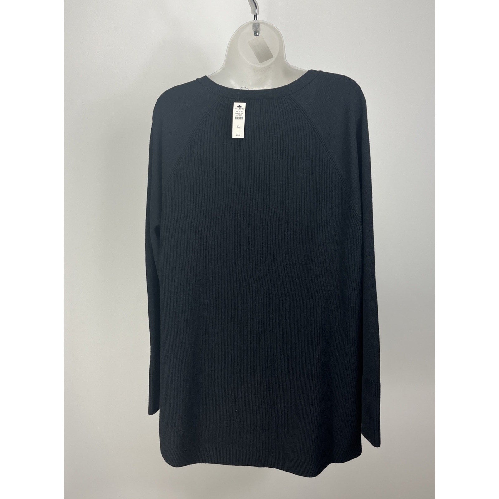 NWT Talbots womens black sweater size XL ribbed long sleeve v neck