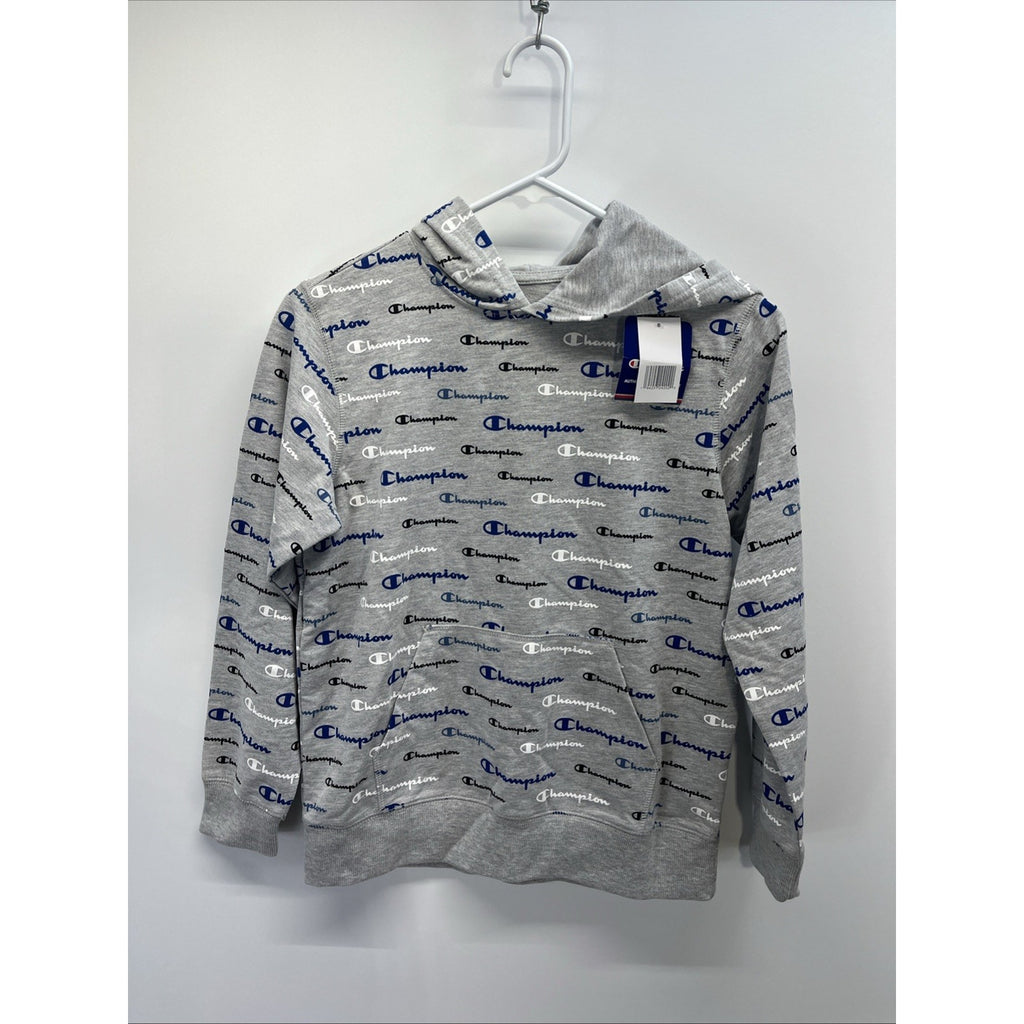 $65 Champion Kids Boys Gray Hoodie Logo Print Pullover Sweater Size M