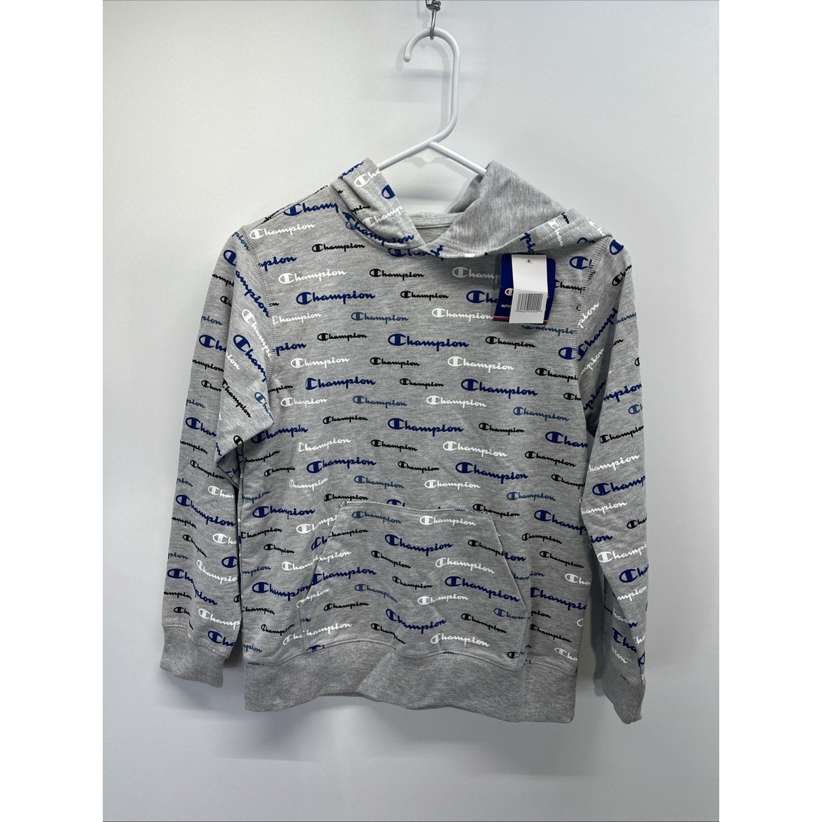 $65 Champion Kids Boys Gray Hoodie Logo Print Pullover Sweater Size M