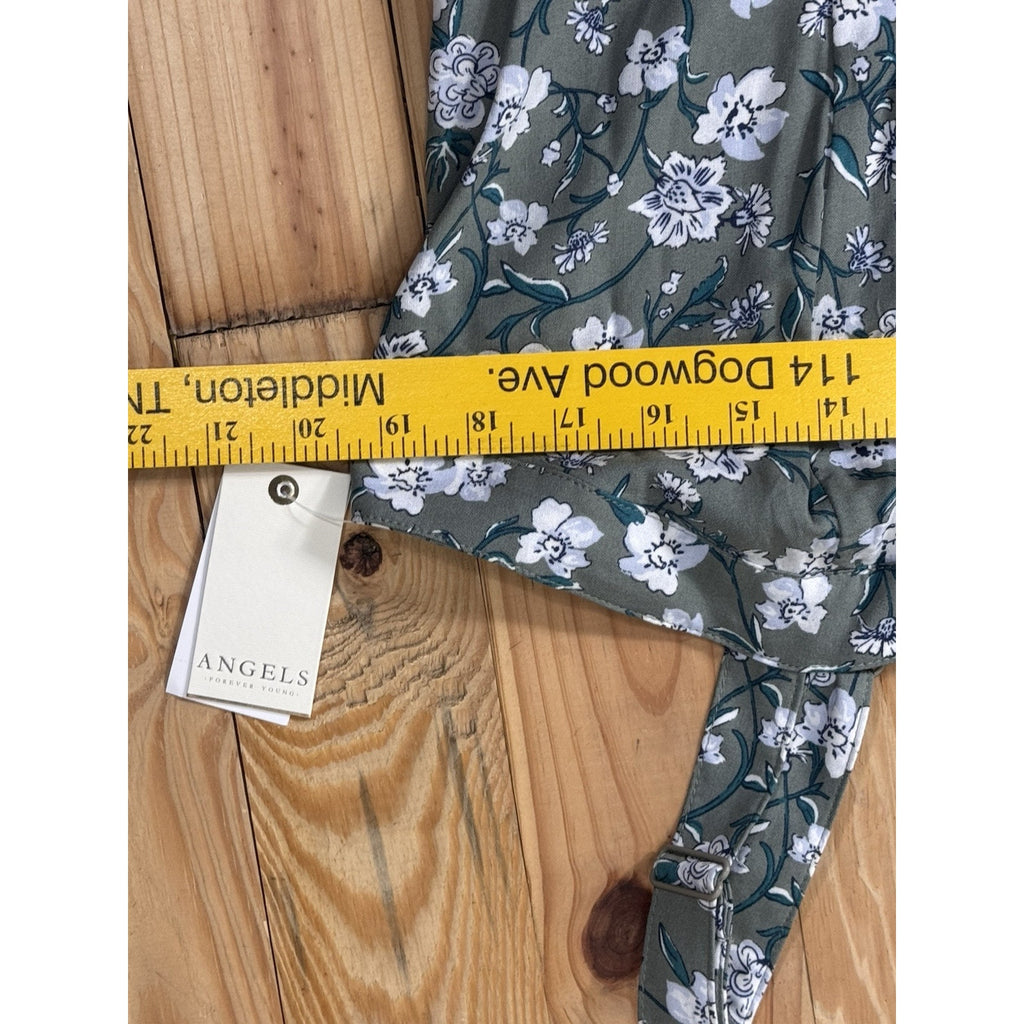 NWT Angel's Forever Young Peasant Boho Women's Sz L Floral Green Mid-dress