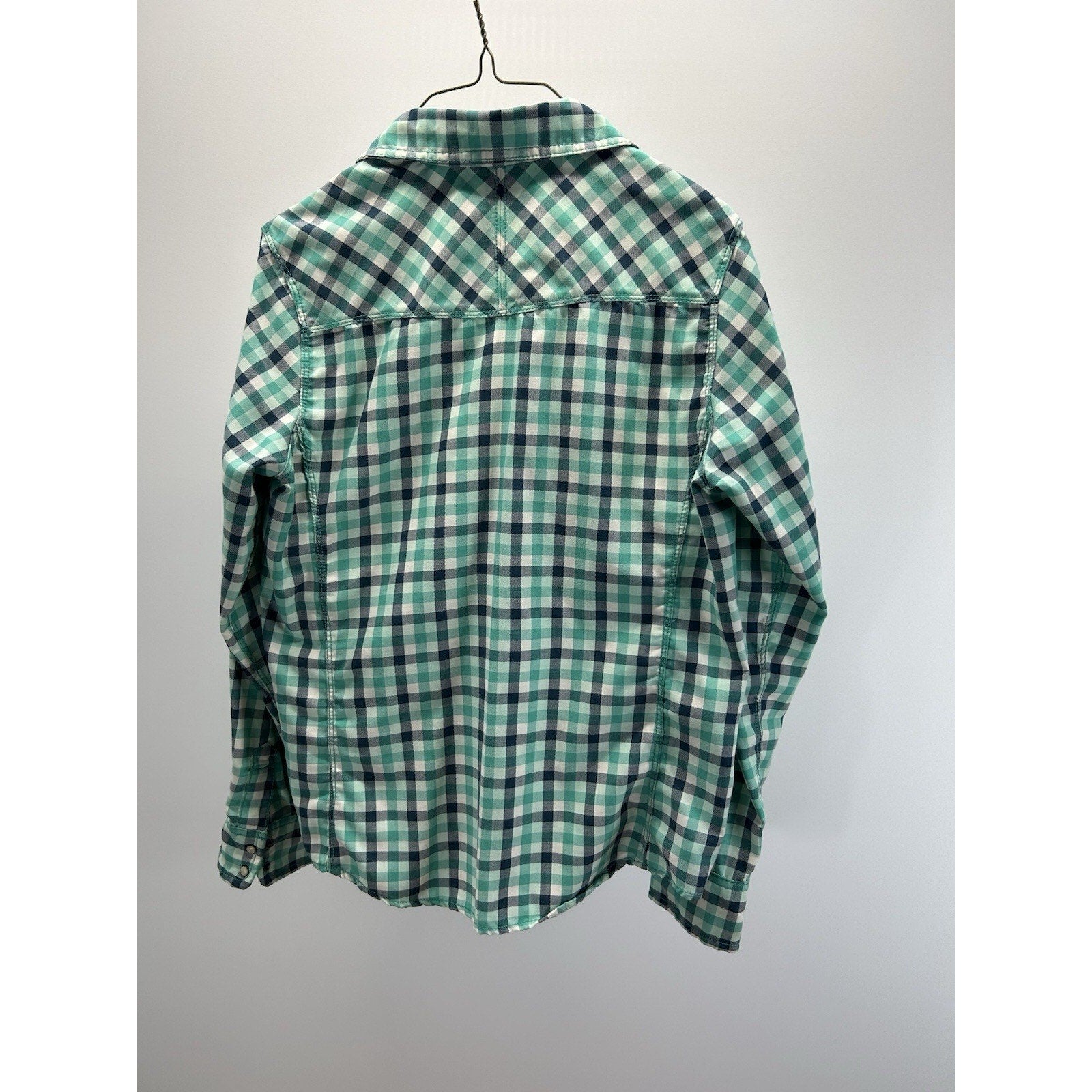 The North Face Women M Green Plaid Long Sleeve Pearl Button Down Outdoors