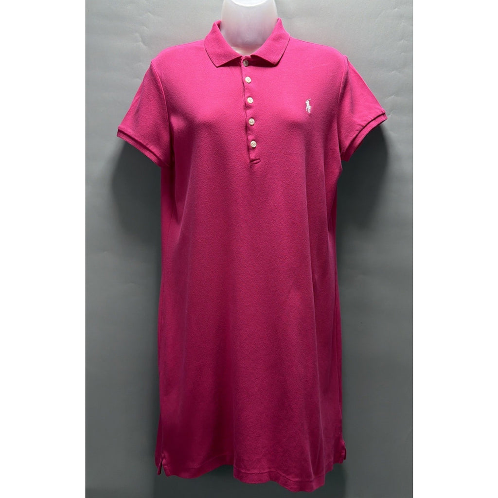 POLO RALPH LAUREN Women Short Sleeve Dress Pink Size L