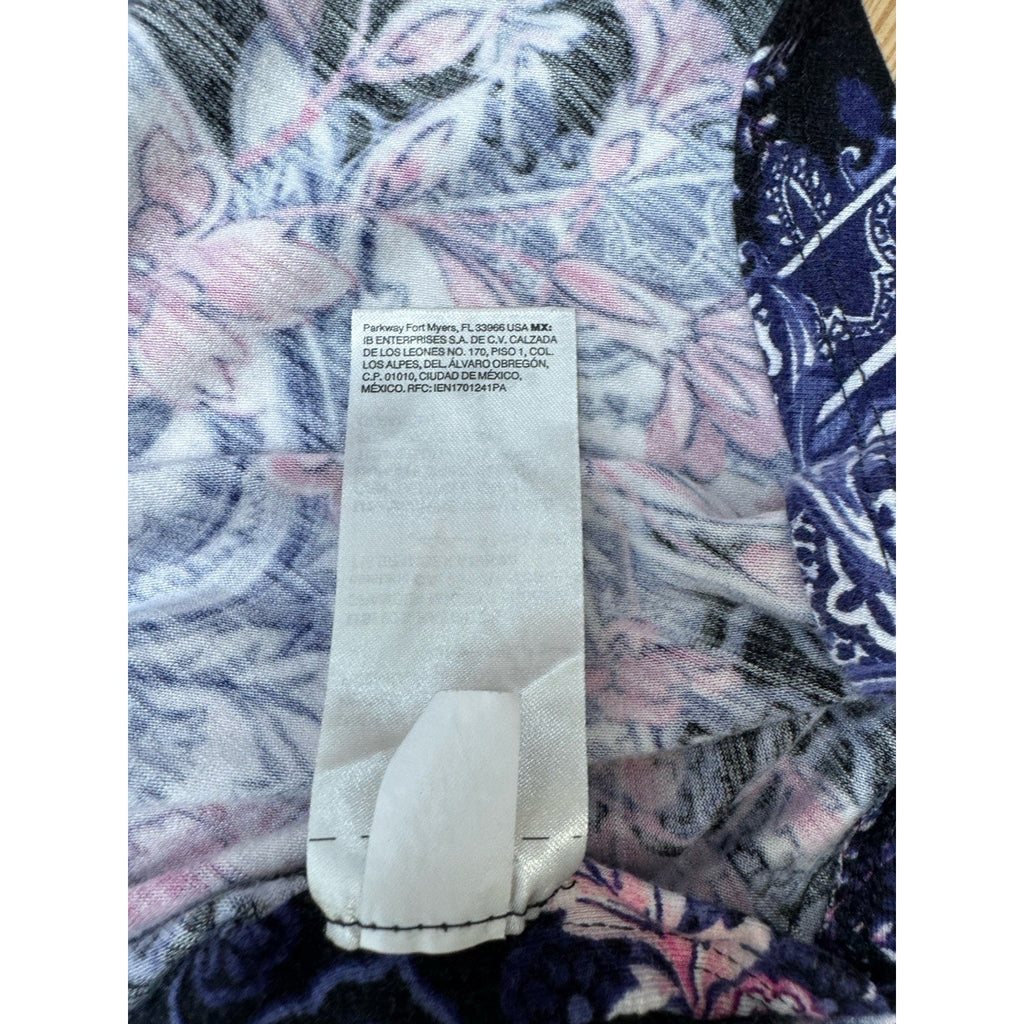 Chicos Zenergy Floral Top Stretch Tunic Long Sleeve Paisley Pink Black Women’s L