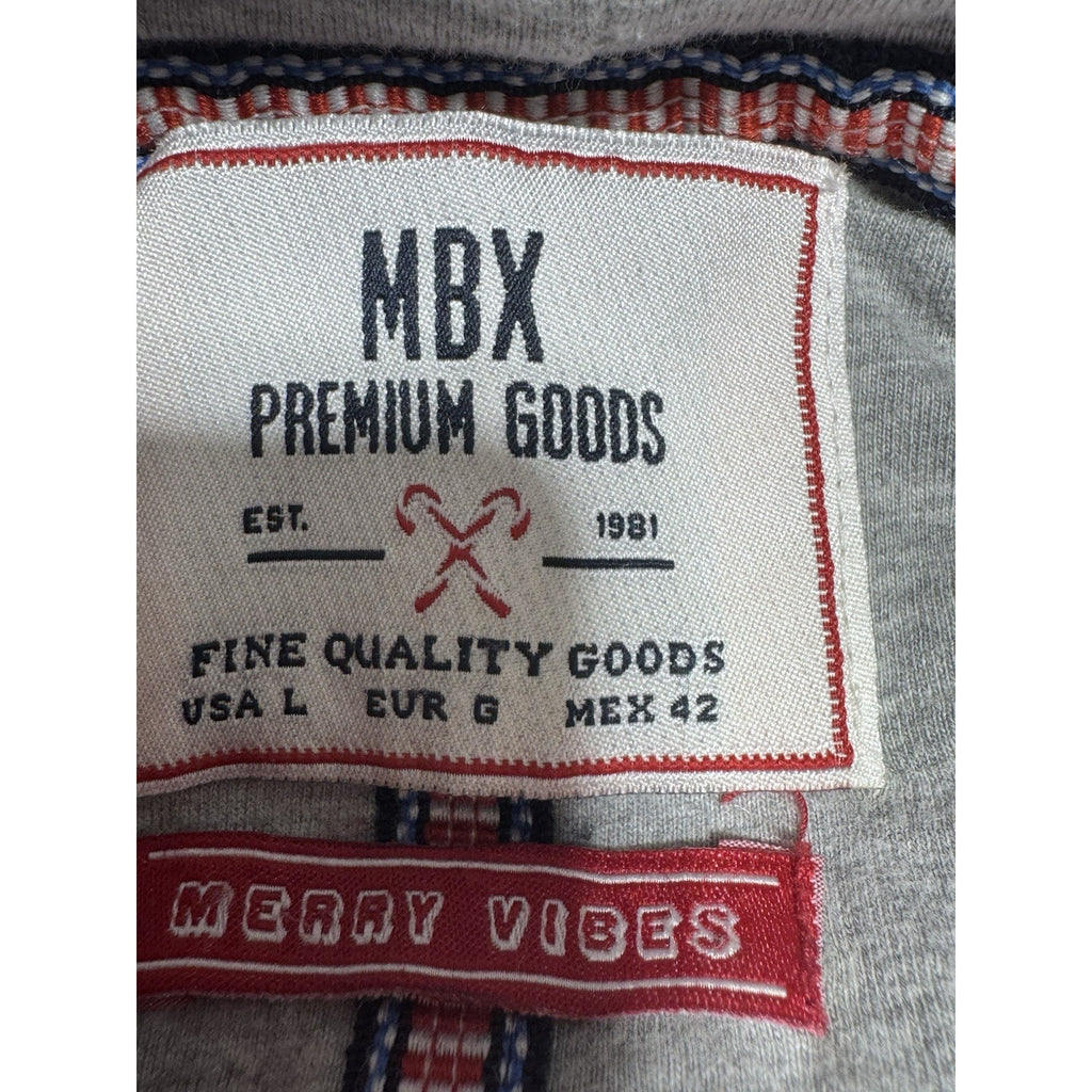 MBX Premium Goods Merry Vibes Hoodie Mens Large Christmas Reindeer Pullover