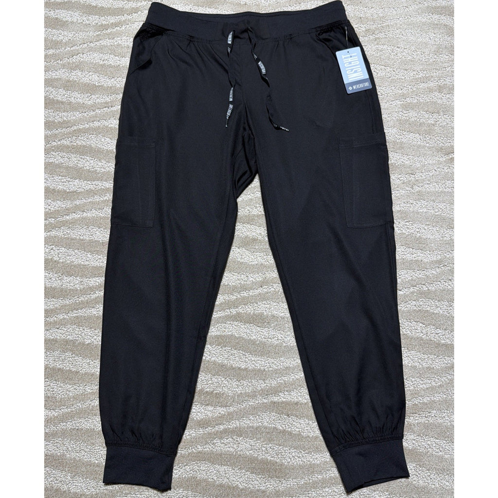 Med Couture Insight Cargo Jogger Scrub Pants Mens Size L Black Drawstring NWT