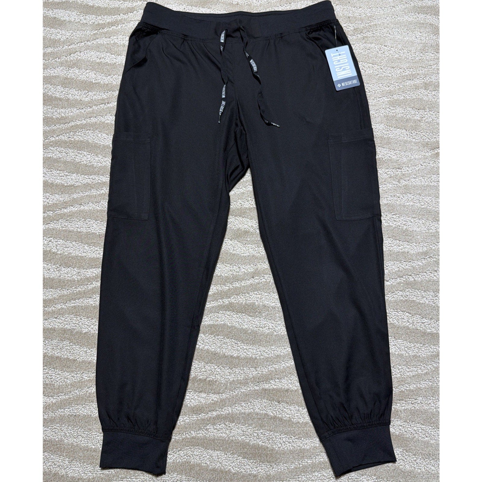 Med Couture Insight Cargo Jogger Scrub Pants Mens Size L Black Drawstring NWT
