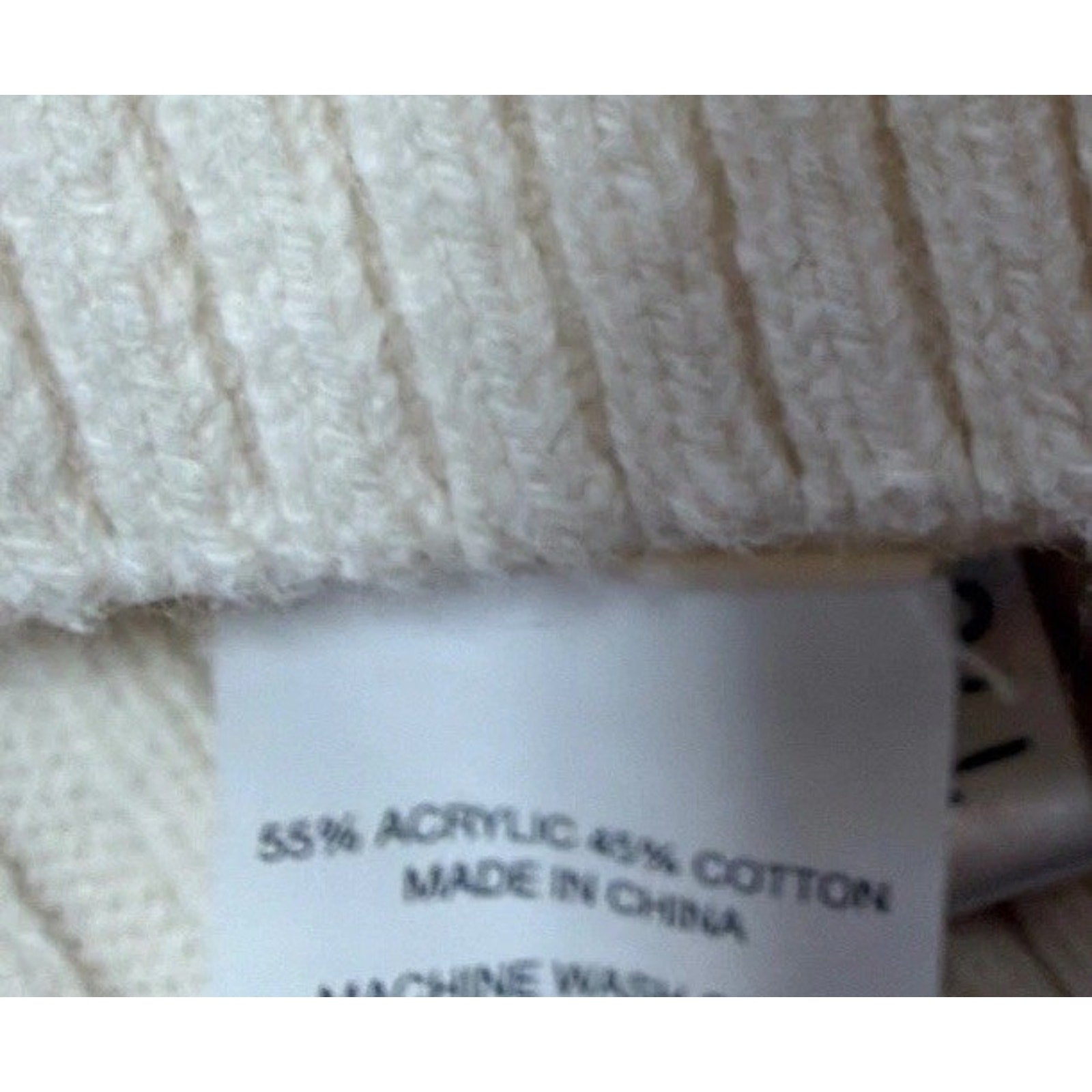 Express Tricot Womens Long Sleeve Pullover Ribbed Sweater Cream Size L