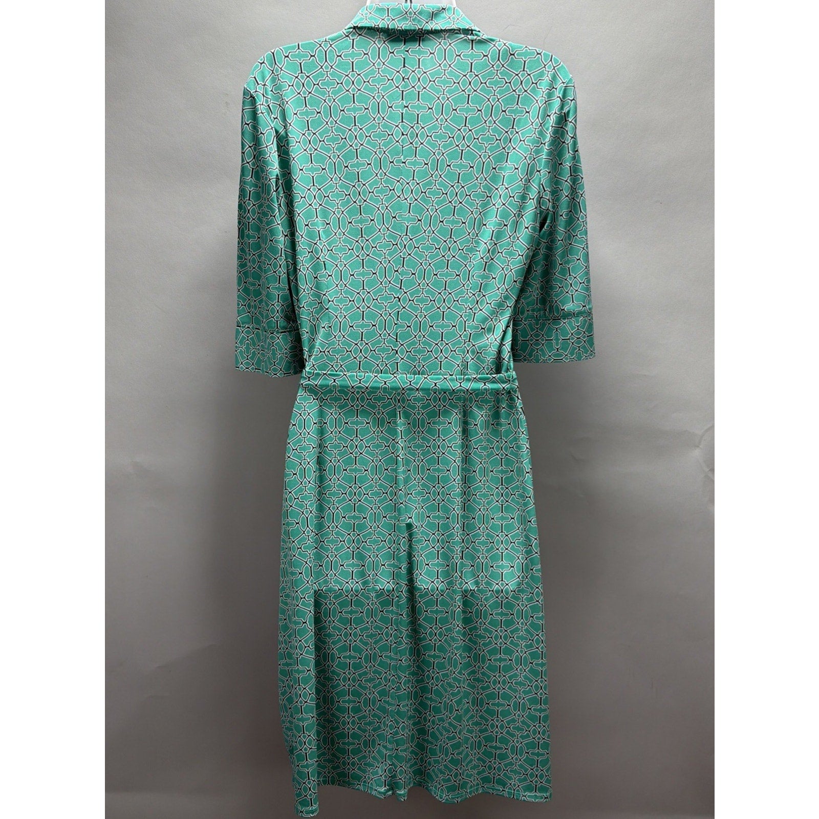 Laundry by Shelli Segal Green Geometric Collared Shirt Dress Size 6 Stretch