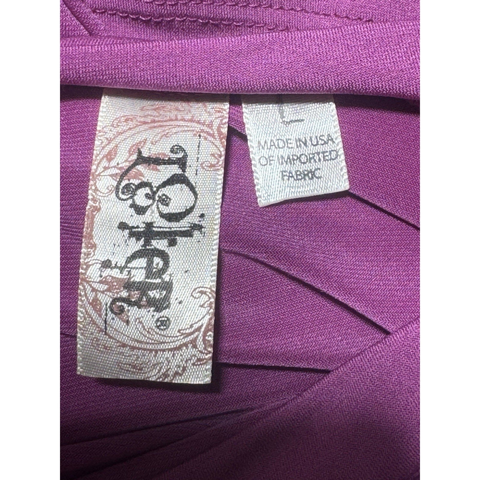 L8ter Womens Large One Shoulder Tunic Top Pink Black Rose Rhinestone Belted USA