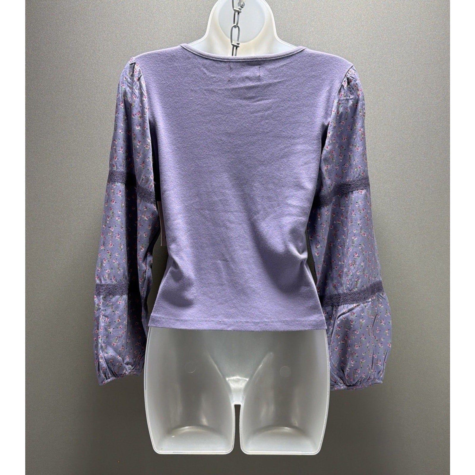 Teen Girls Purple Floral Puff-Sleeve Top - Comfort Fit Sz 14-16 XL NWT So Brand