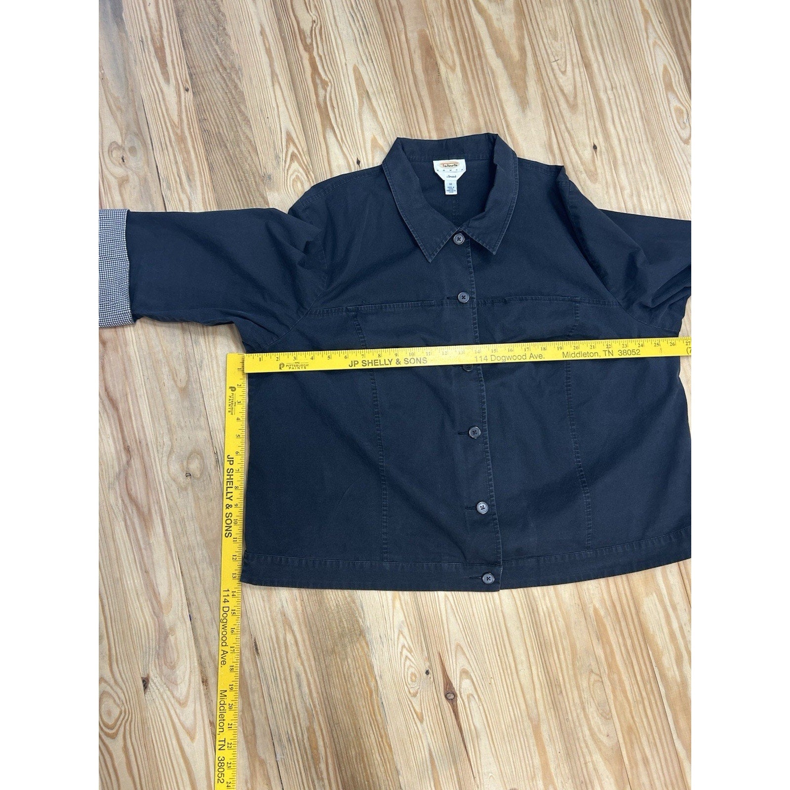 TALBOTS Womens Jacket 3XL Black Button Up Short Utility Jacket.