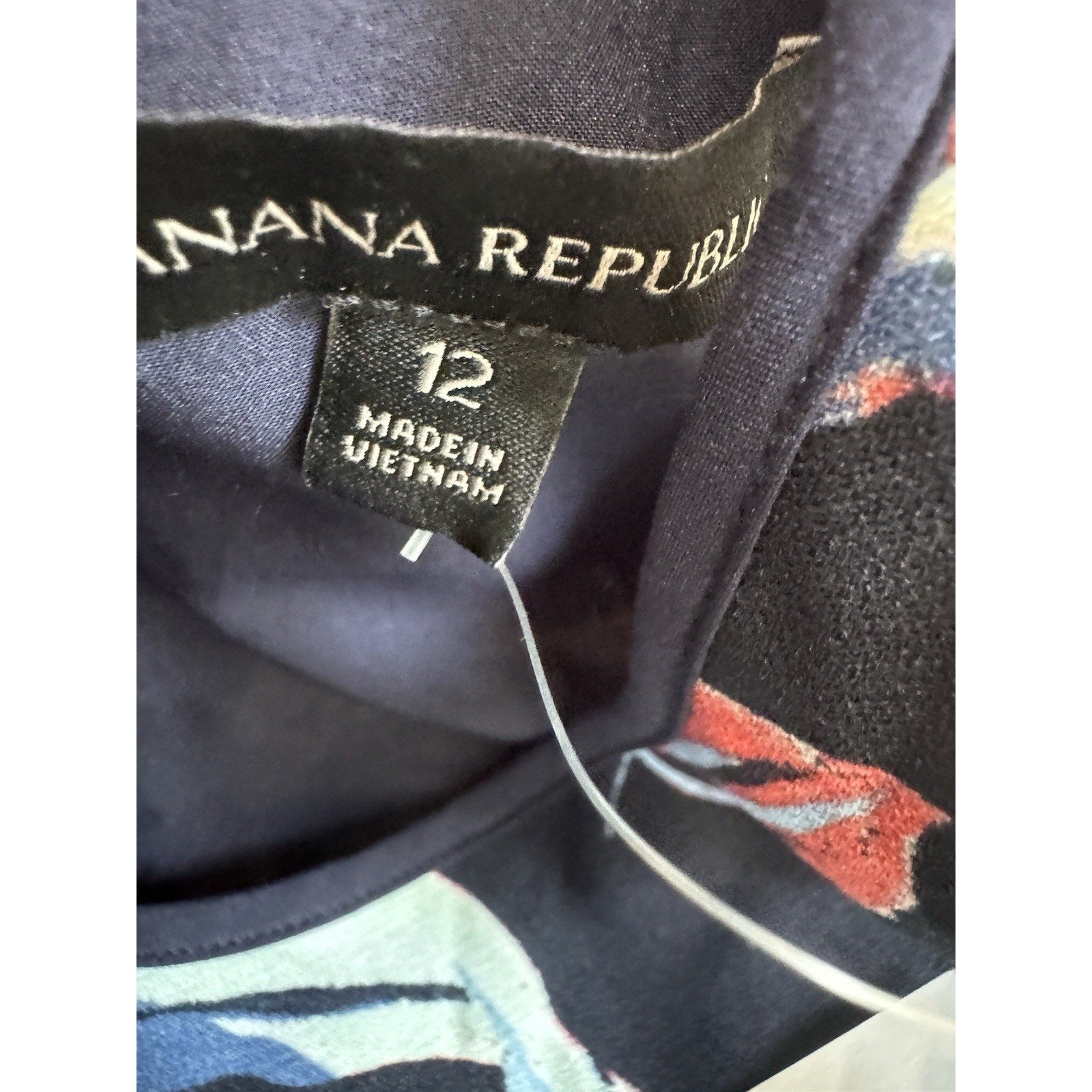 Banana Republic Floral Dress Womens 12 Navy Sleeveless Ruffle Hem Fit Flare New