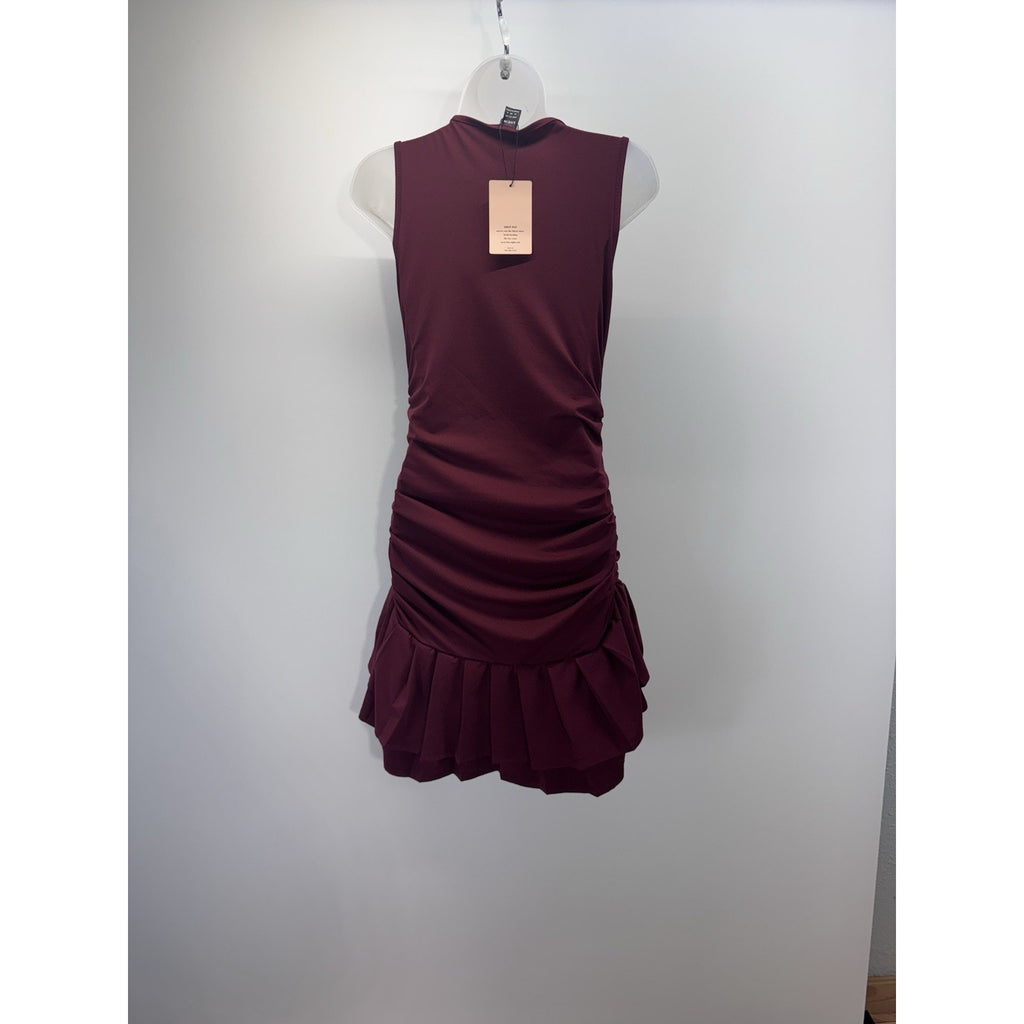 Shein Bae Curve Maroon Layered Ruffle Sleeveless Dress Women's Size Medium NWT