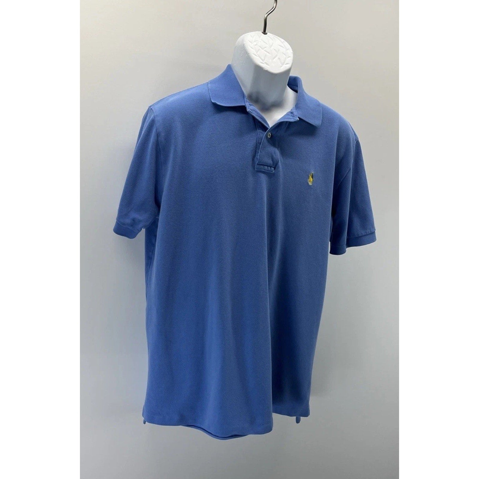 POLO Ralph Lauren Blue Polo Shirt w/ Yellow Pony Logo Mens Large