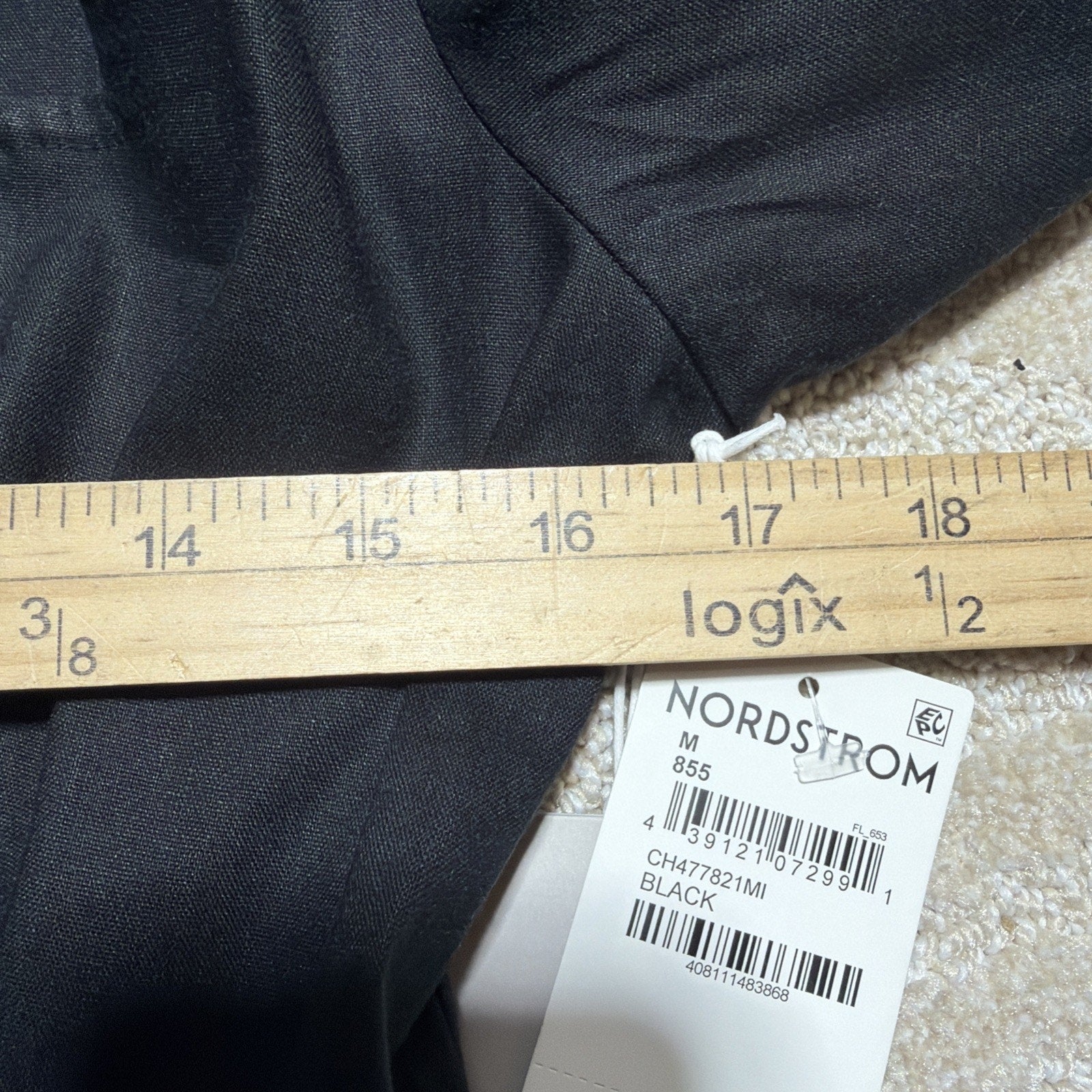 Chelsea 28 Nordstrom womens black Linen Puff shoulder Romper size M NWT Stretch
