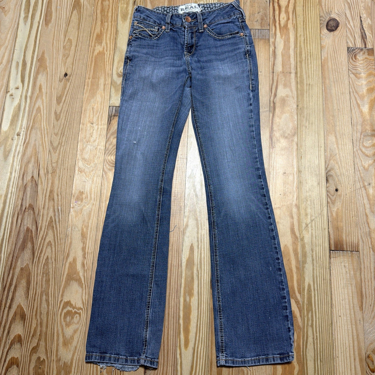 Ariat REAL Denim Womens Bootcut Jeans 27R Western Cowgirl Medium Wash Blue