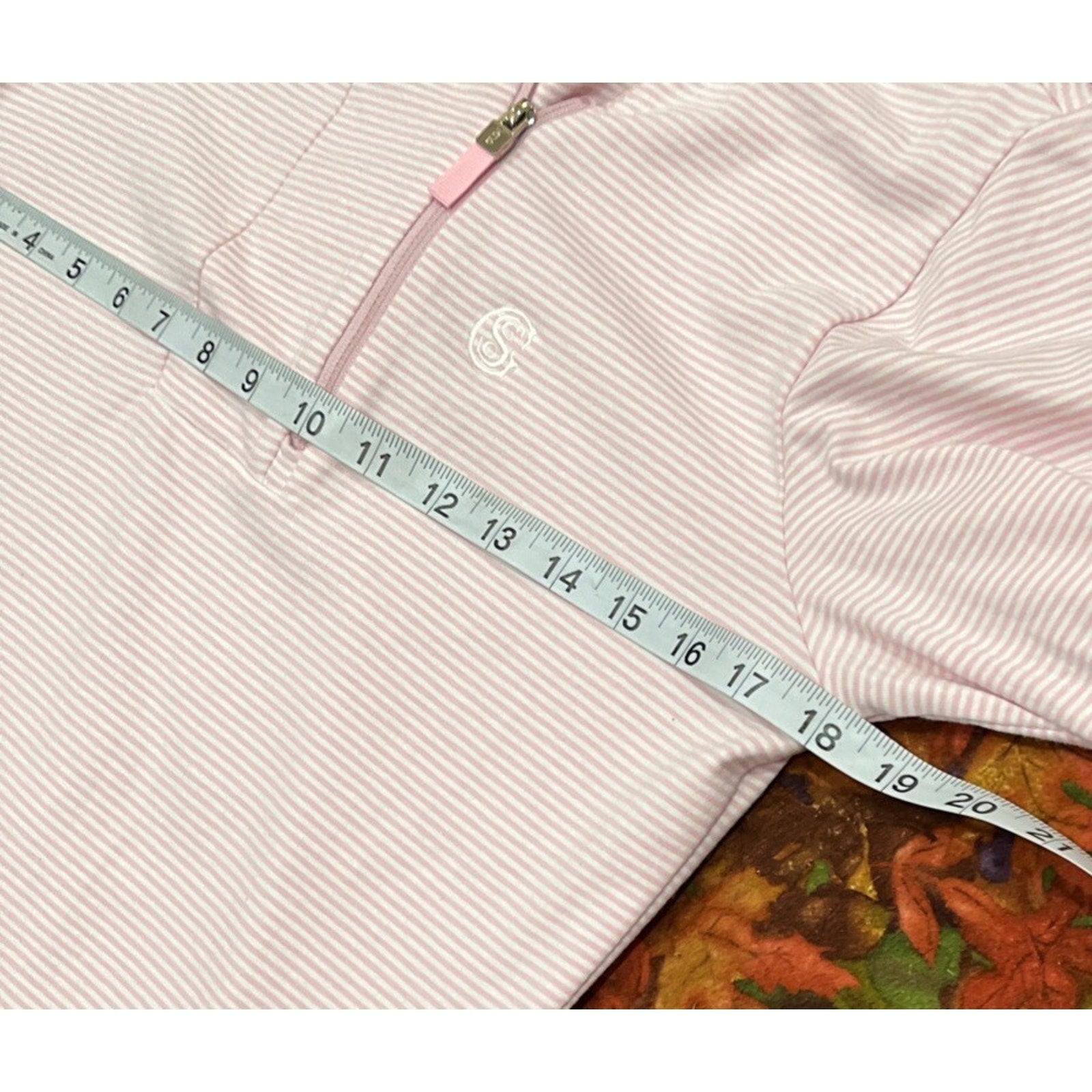 Women’s Polo Ralph Lauren Golf 1/4 Zip Pink Stripped Wicking Long Sleeve Medium