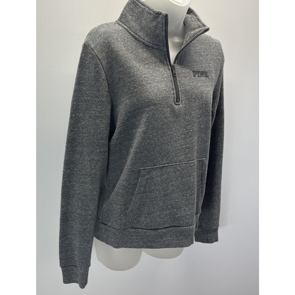 PINK Grey 1/4 Zip sweatshirt victorias secret medium