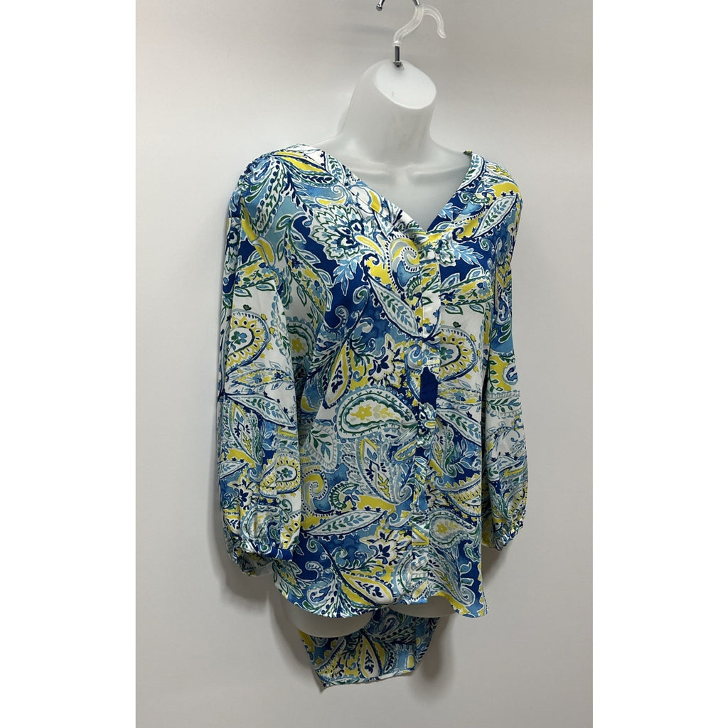 Lauren Ralph Lauren Paisley Print Georgette Blouse Top Size 1X