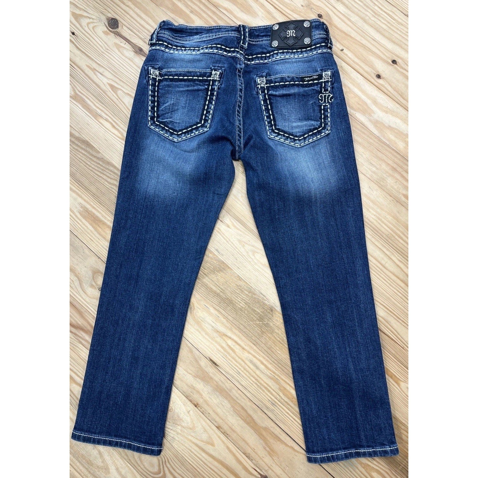 Miss Me Denim Brand Boyfriend Capri Thick Stitch Jeans Size 26 Distressed