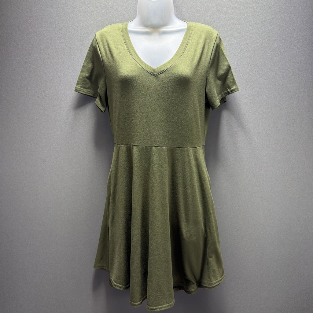 T-SHIRT DRESS Green Swing Size Small Pockets Stretch