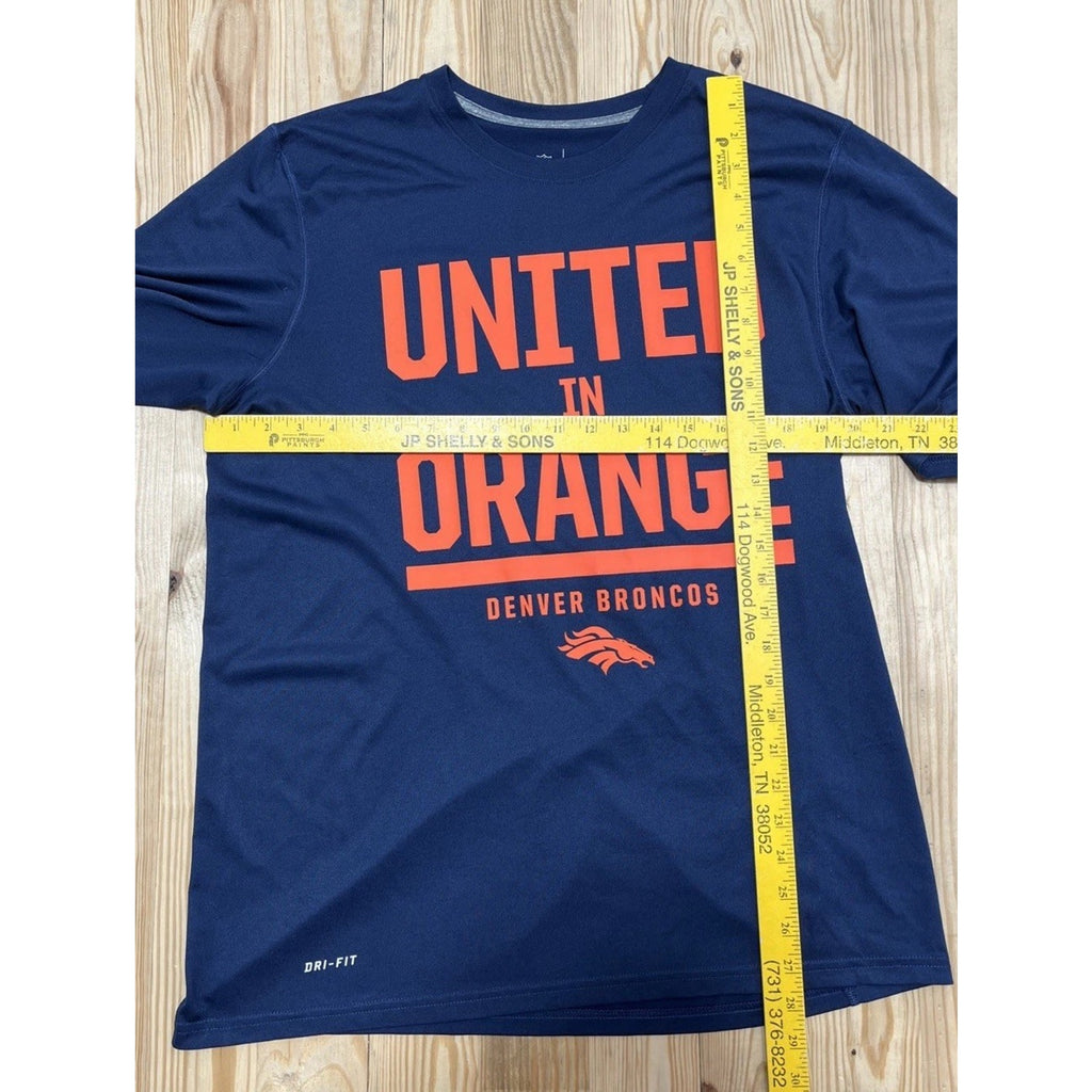 Nike Dri Fit Men's Denver Broncos Navy Short Sleeve Shirt NFL T-Shirt L