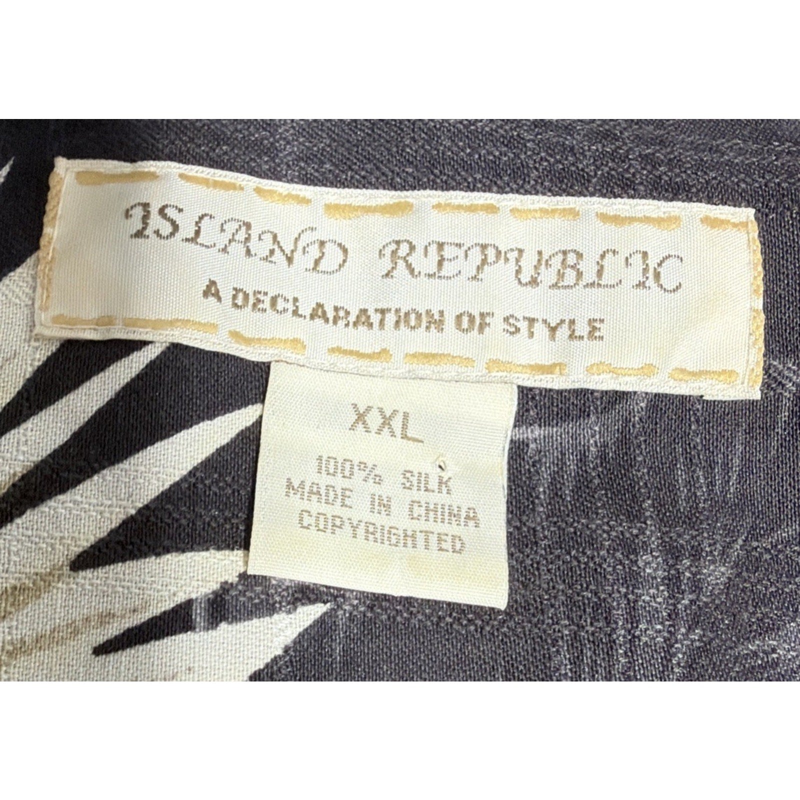 Island Republic Men size XXL 100% Silk Hawaiian Shirt Black Floral