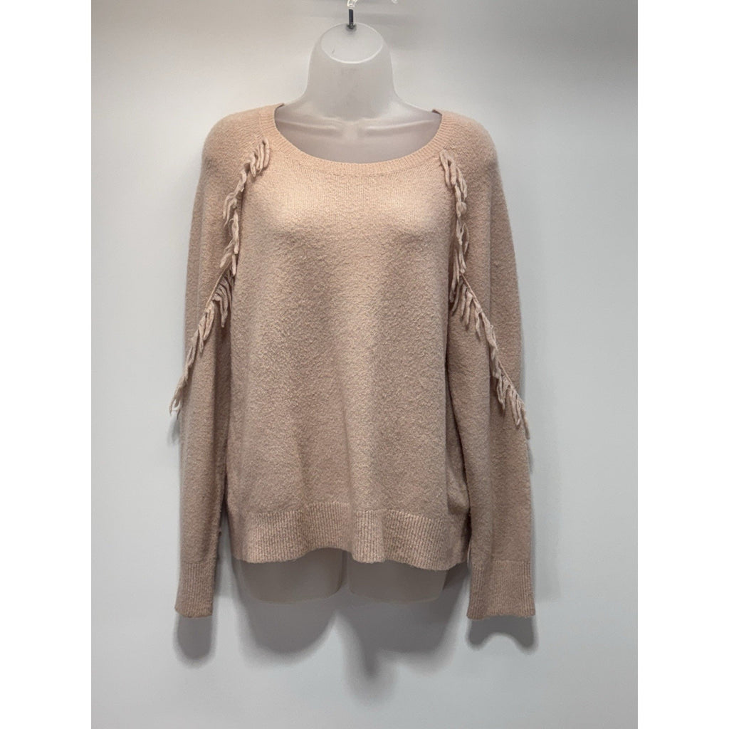 Calvin Klein Sweater Pullover Beige Knit Long Sleeve Round Neck Women’s Large