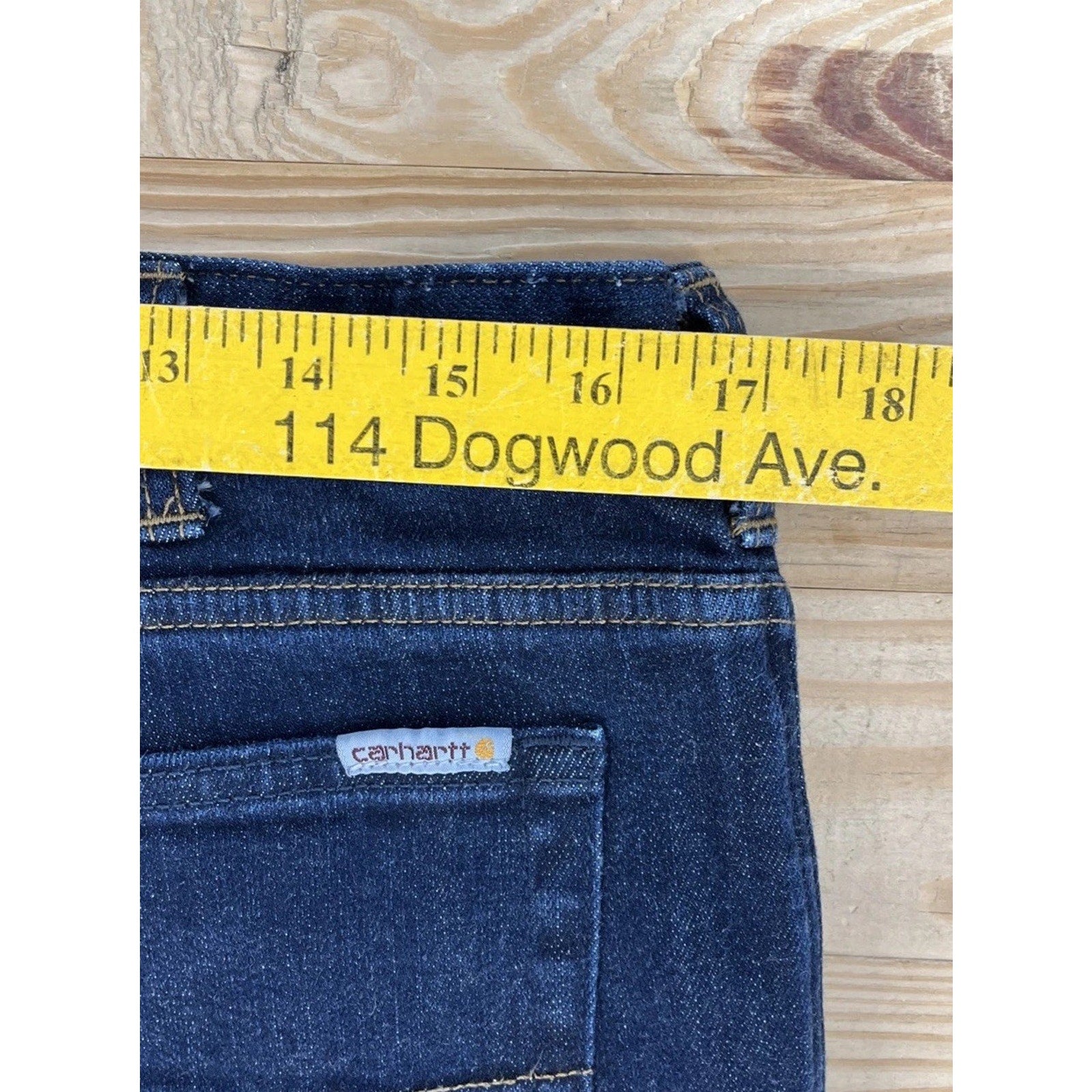 Carhartt Jeans Womens 14 Blue Flannel Lined Original Fit Straight Leg Hem 33x27