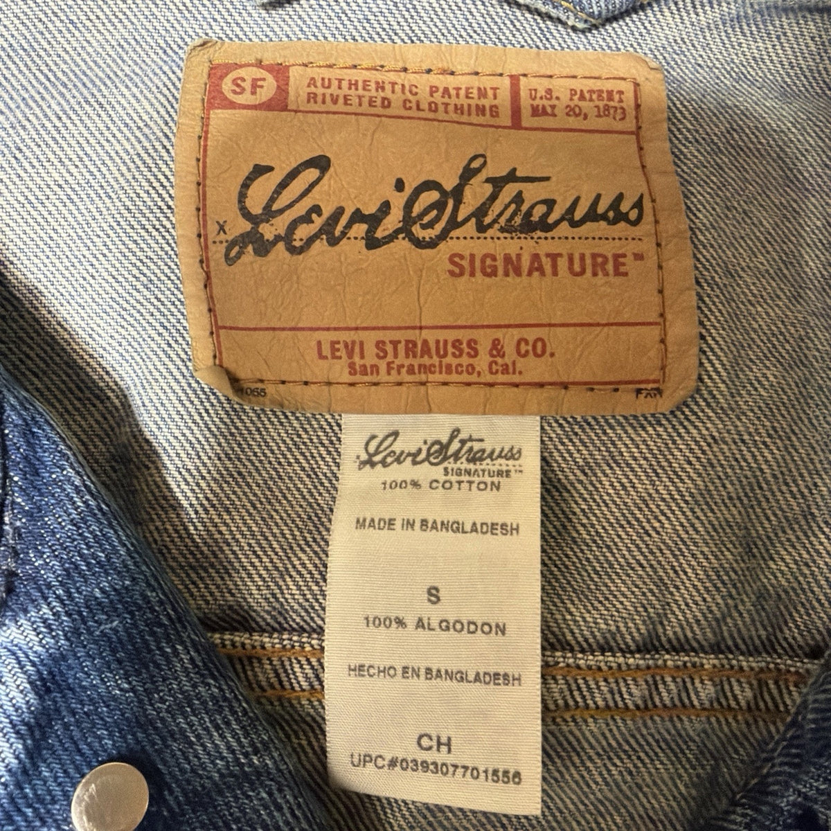 Vtg Levi Strauss Signature Men's Size S Blue Denim Trucker Jacket Classic Button