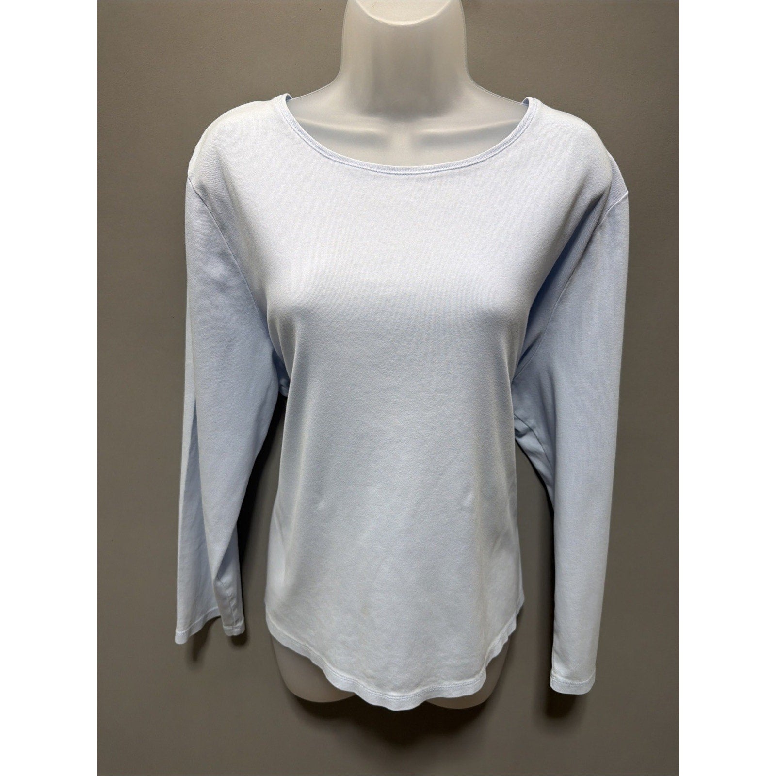 Talbots Tee Women's 3X Blue Boat Neck Pima Cotton Top Long Sleeve Plus