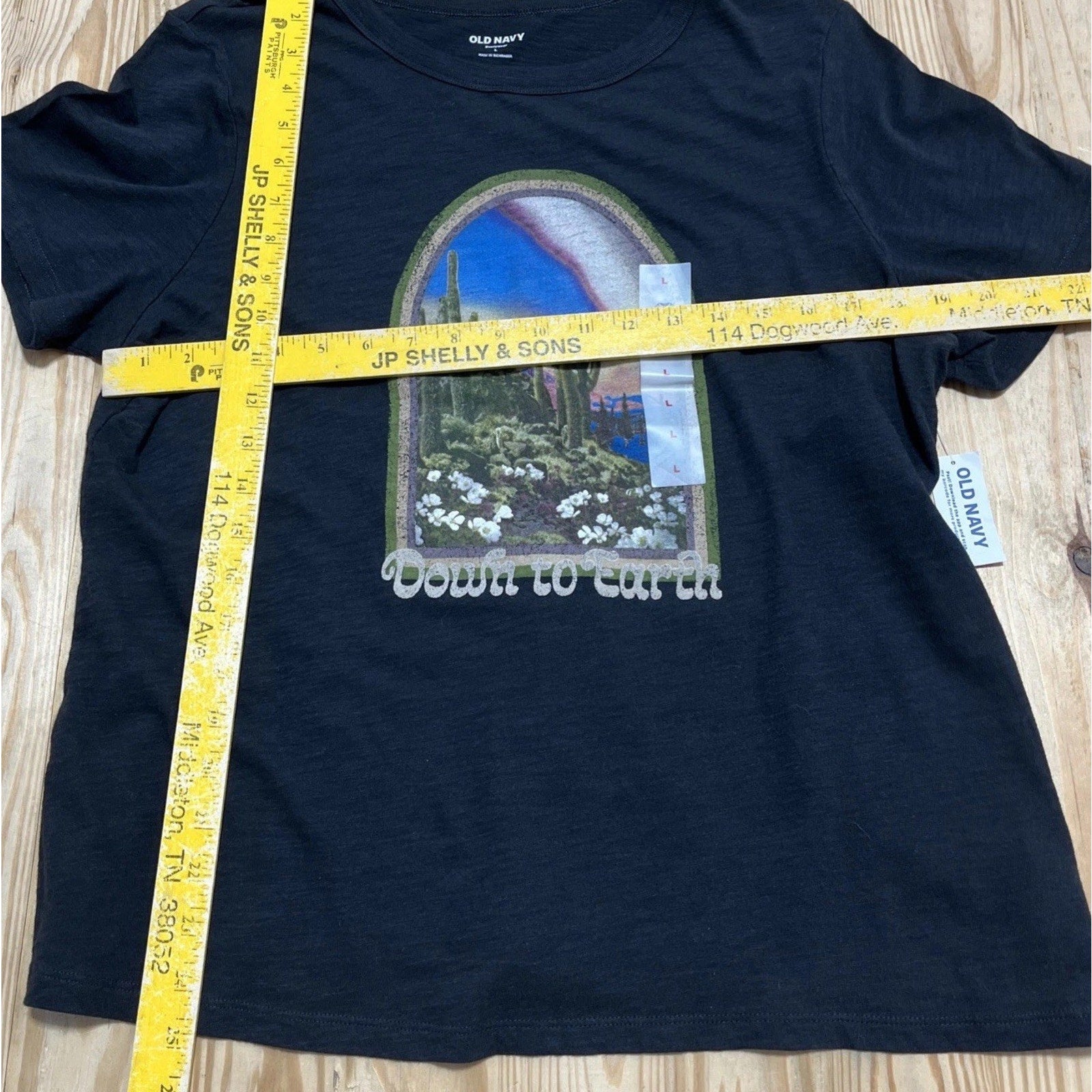 NWT Women's Old Navy Slub Knit Graphic Tee Size L Down To Earth Top