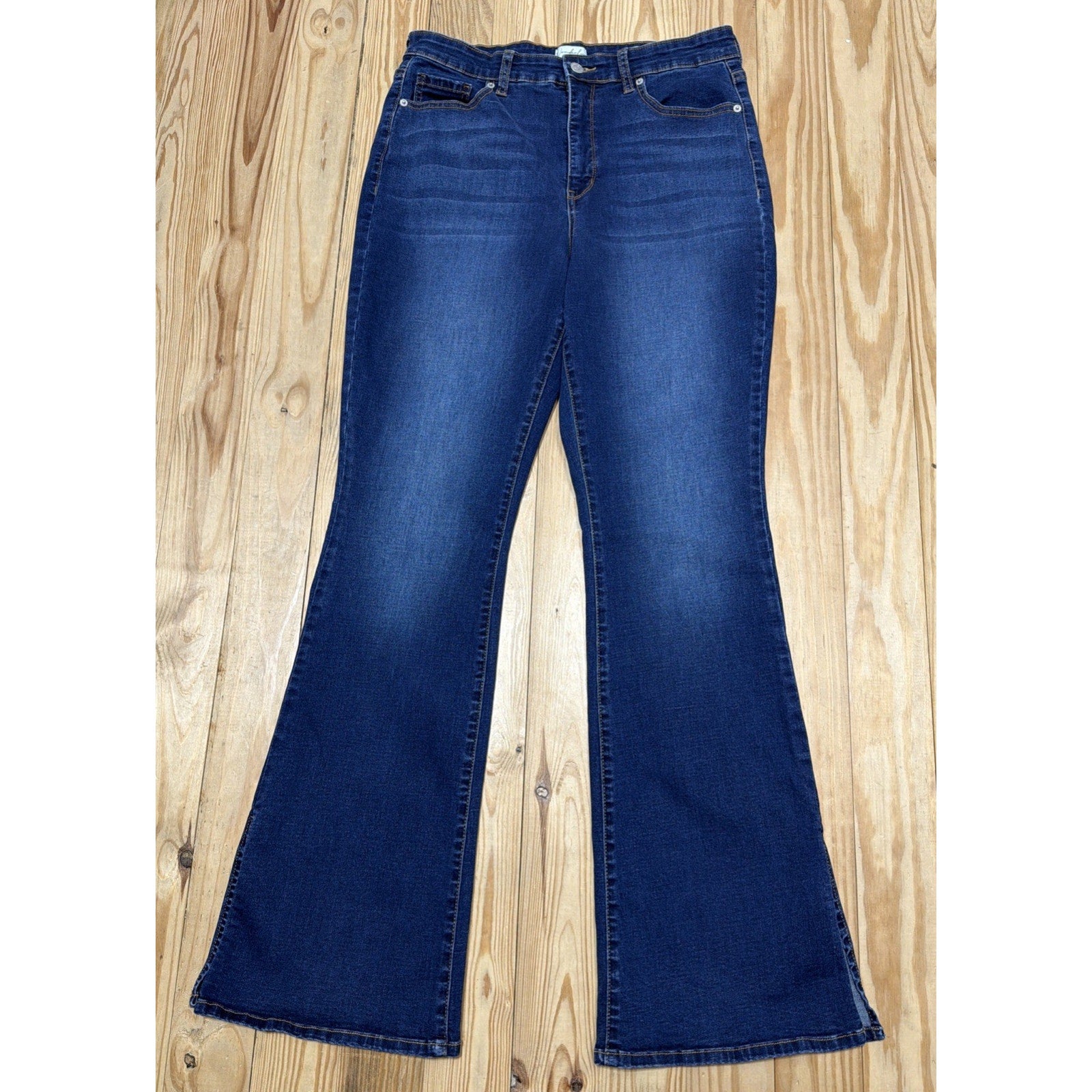 Wonderly Jeans Women's Size 12 High Rise Flare Dark Wash Denim Retro Boho Blue