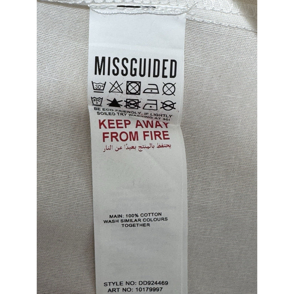 Missguided Women's Sz 4 L. Sleeve Skater Skirt White Pearl Button Up Mini Dress