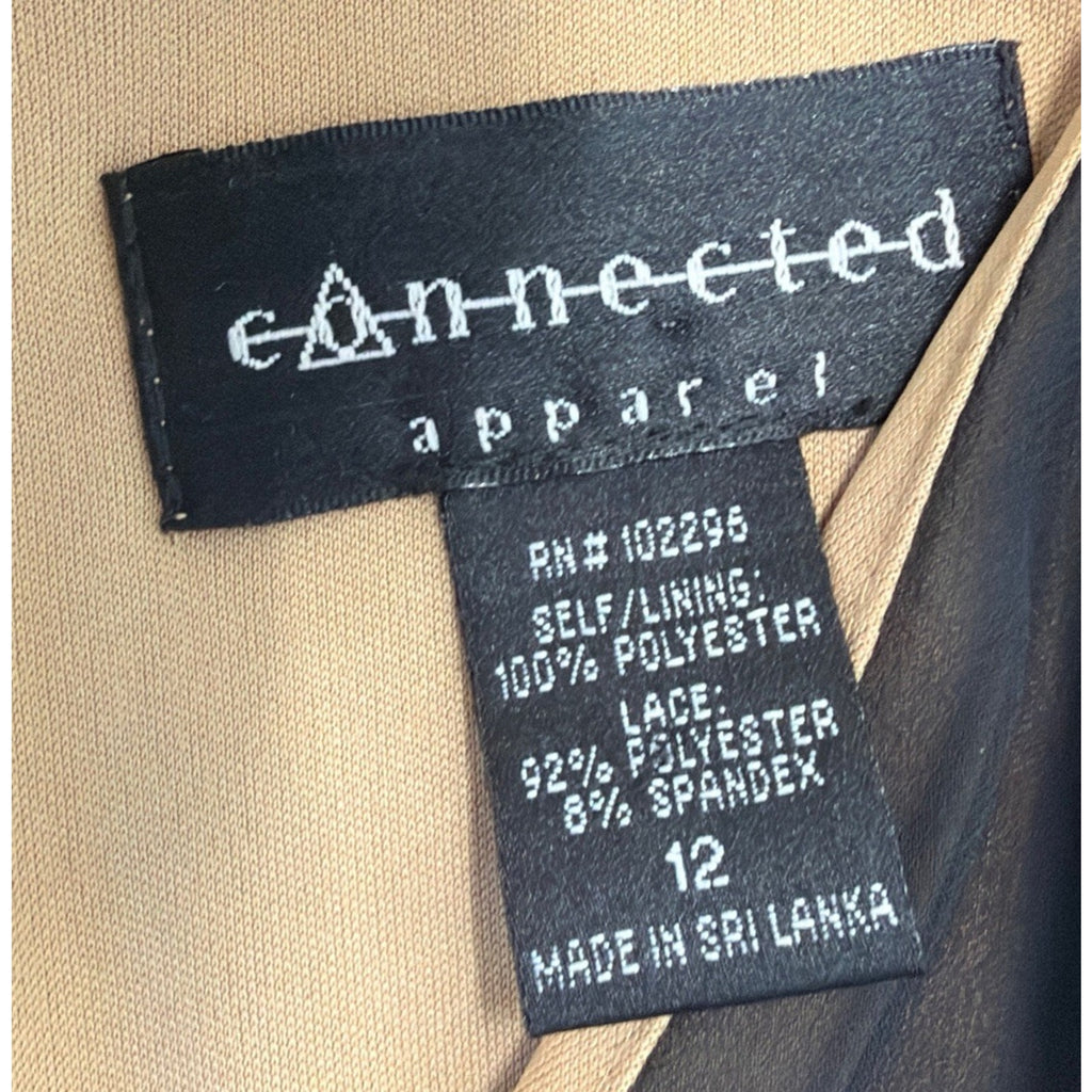 Connected Apparel Black Sleeveless Empire Waist Lace Insert Dress Size 12