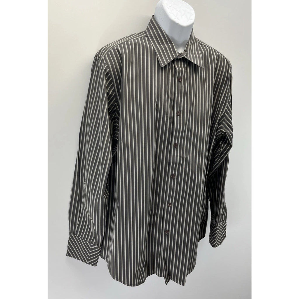 Structure premium Woven 100% Cotton Button Up Striped Long Sleeve XL