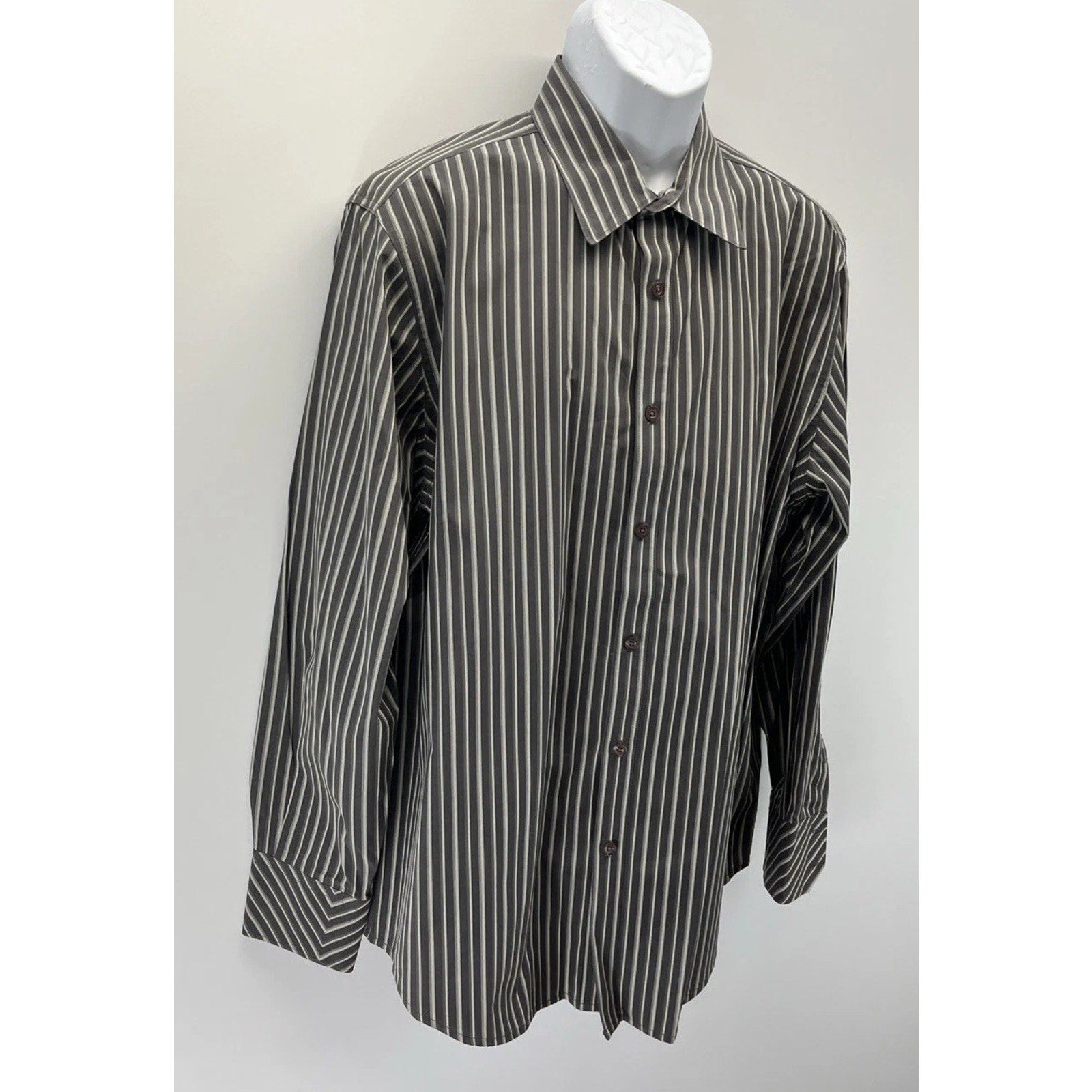 Structure premium Woven 100% Cotton Button Up Striped Long Sleeve XL